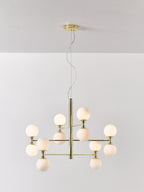 Grande suspension avec boules de verre Torin - Blanc, doré