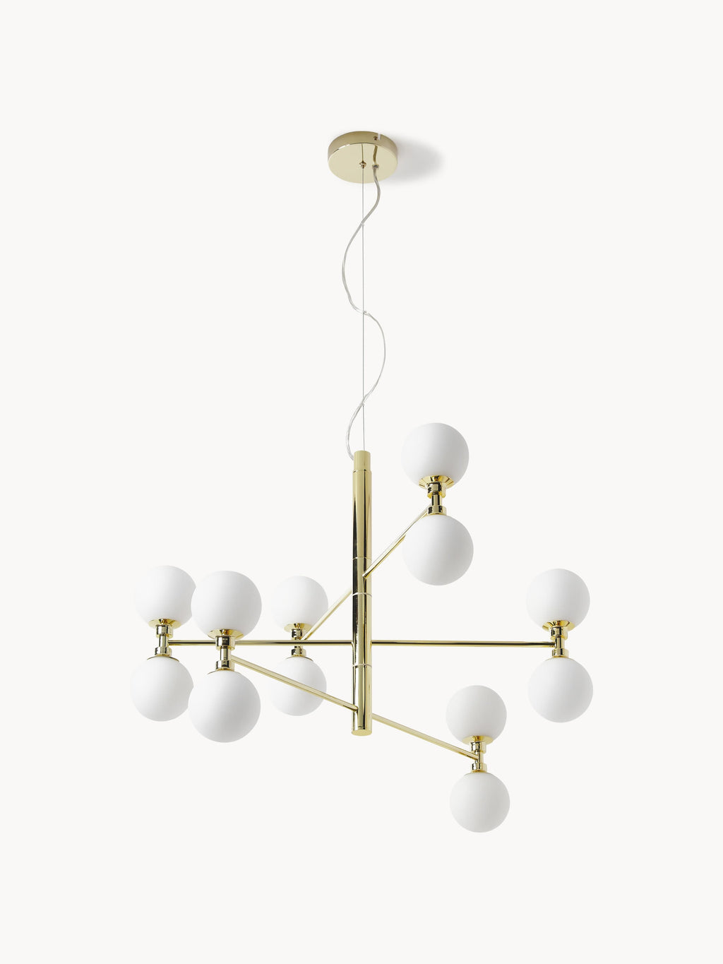 Grande suspension avec boules de verre Torin - Blanc, doré