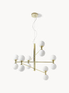 Grande suspension avec boules de verre Torin - Blanc, doré