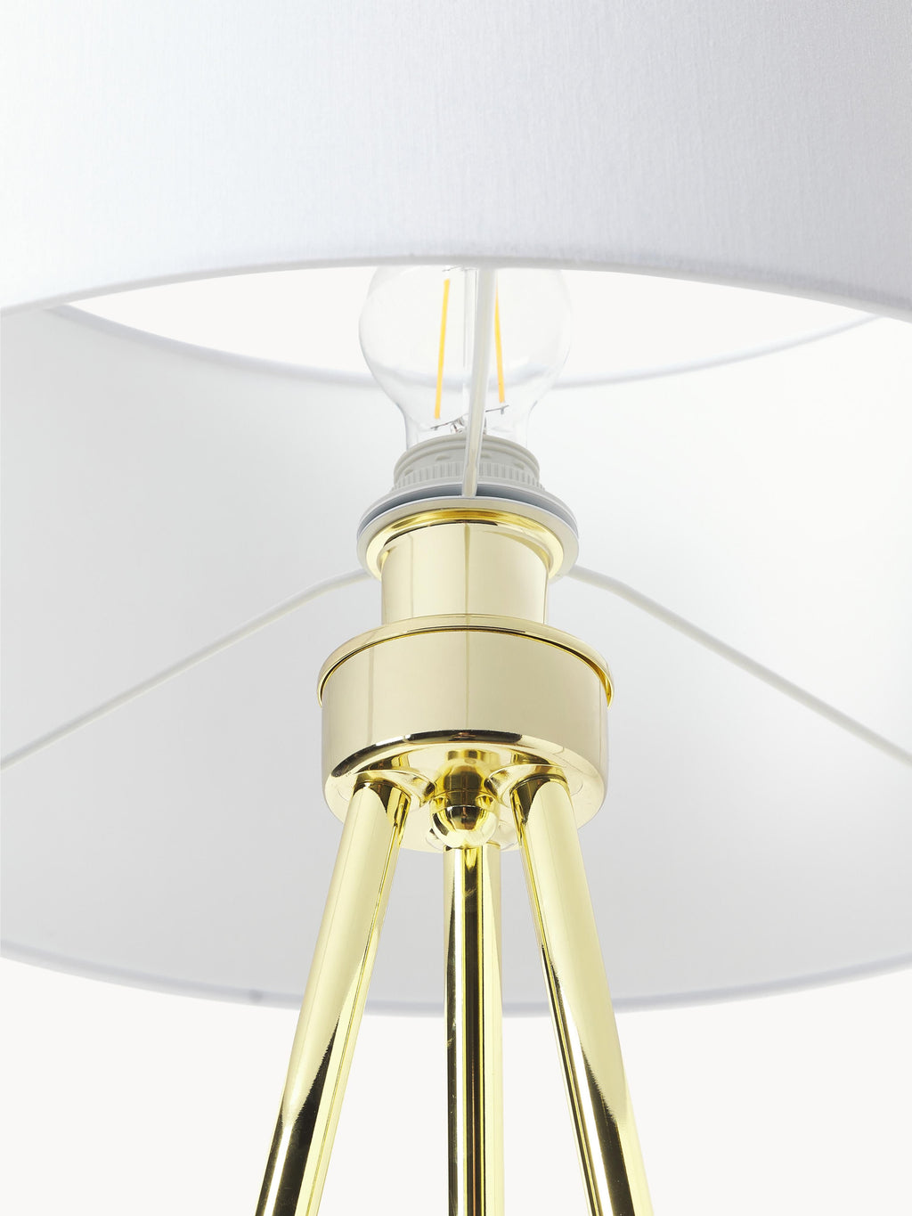 Lampadaire trépied scandi Gylfi - Blanc, doré