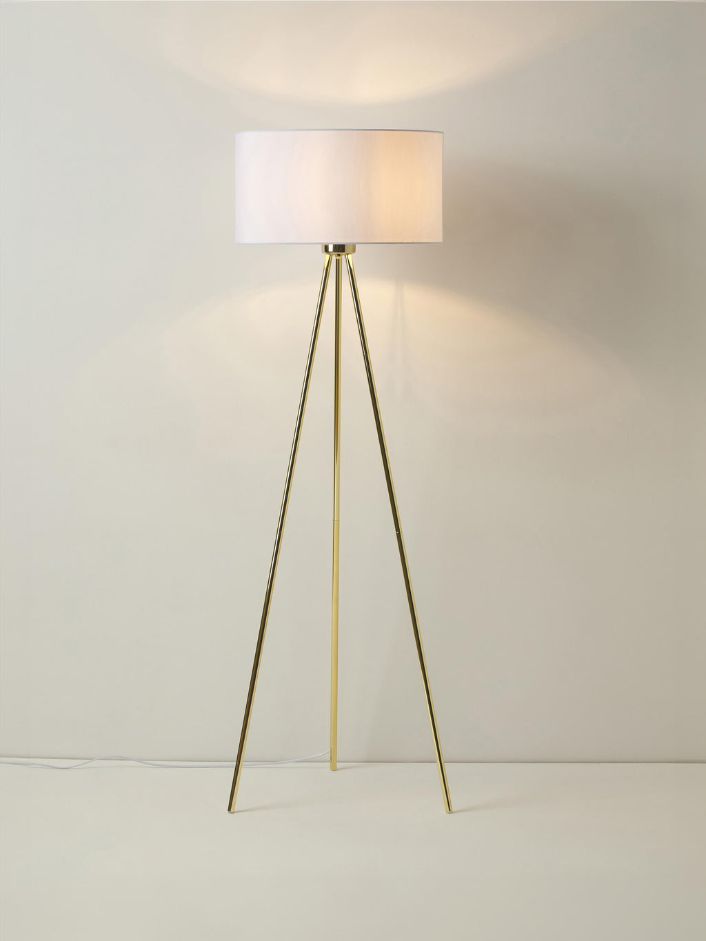 Lampadaire trépied scandi Gylfi - Blanc, doré