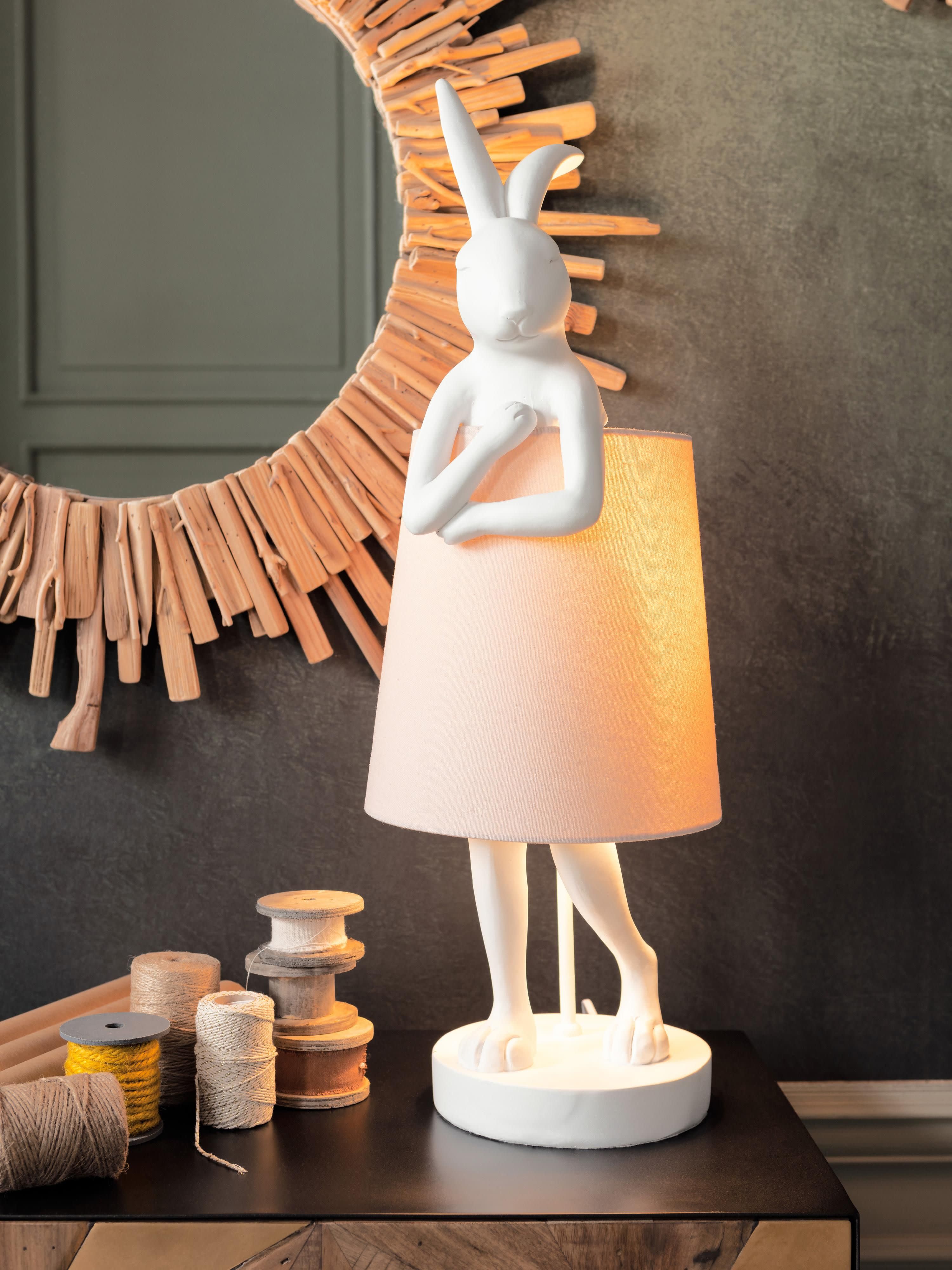 Grande lampe à poser design Rafael - Blanc, rose pâle