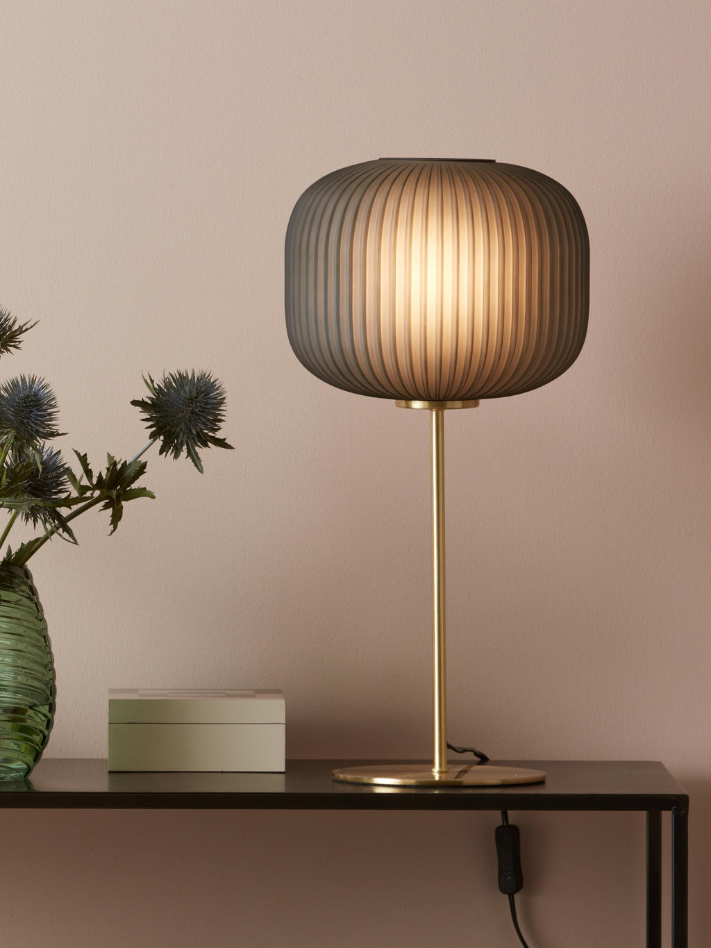 Grande lampe à poser en verre Valter - Doré, gris