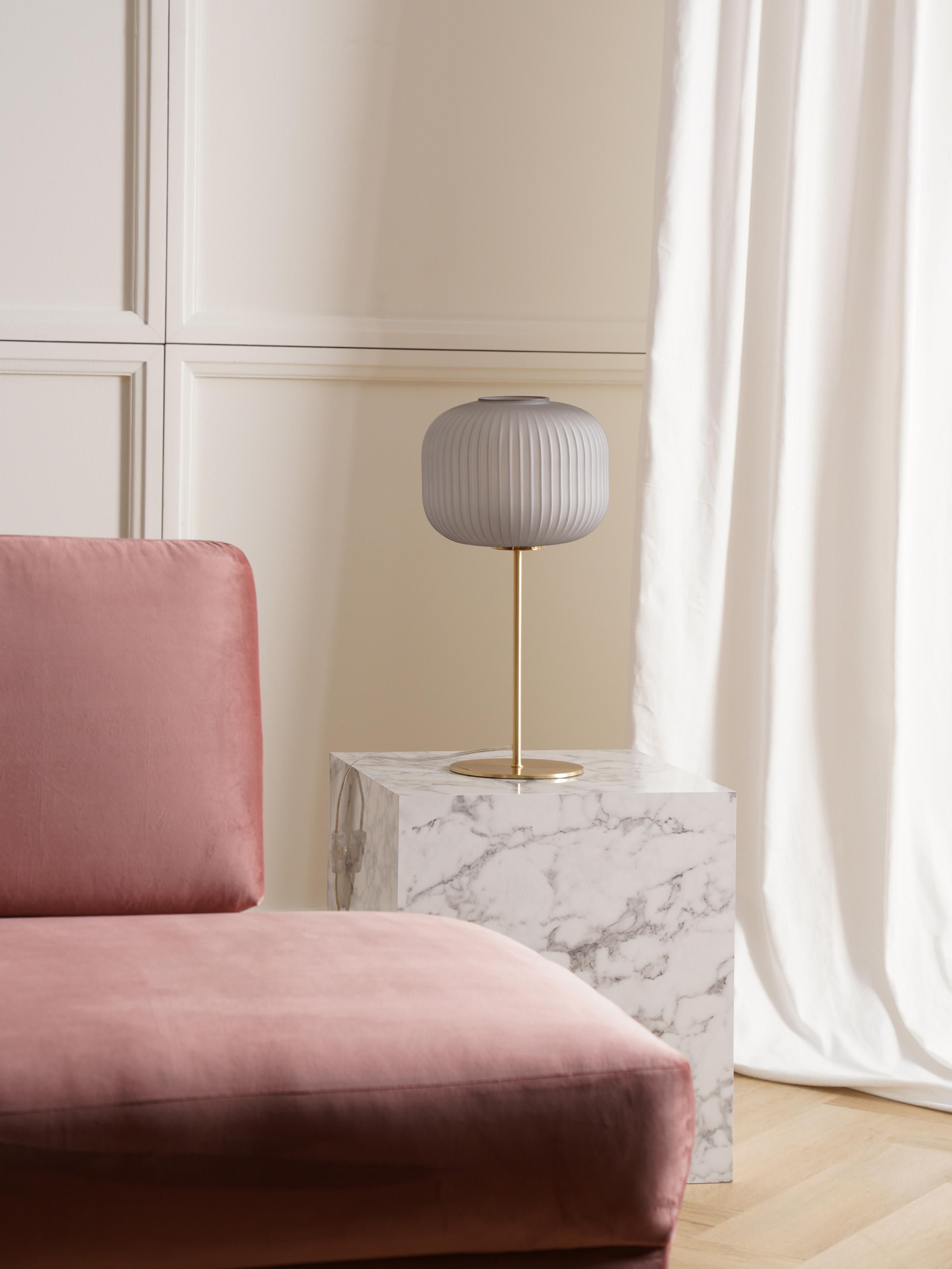 Grande lampe à poser en verre Valter - Doré, gris