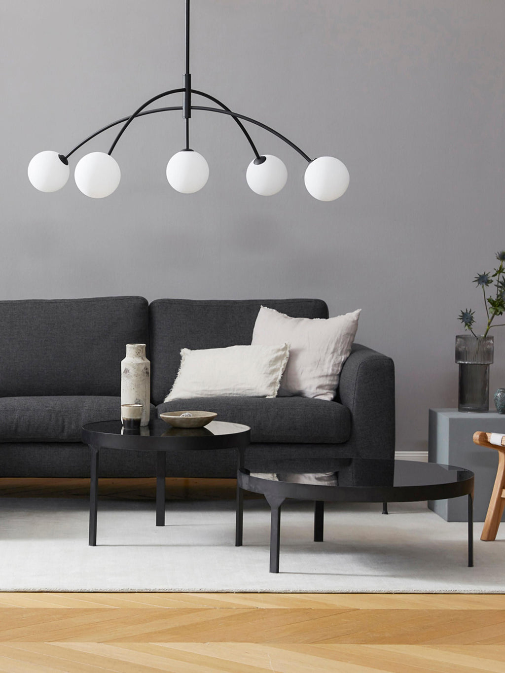 Grande suspension en verre opalescent Adair - Noir