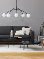 Grande suspension en verre opalescent Adair - Noir