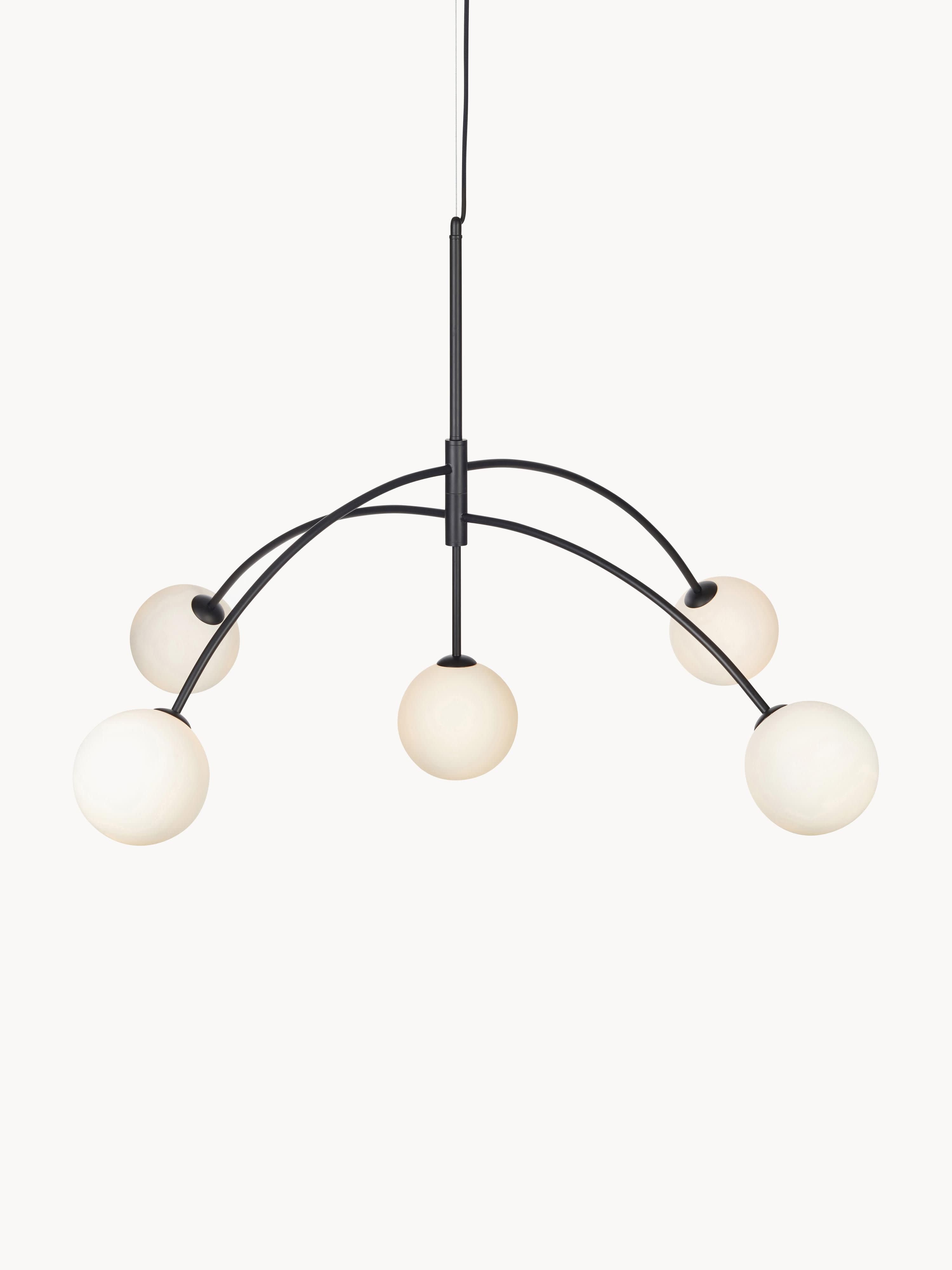 Grande suspension en verre opalescent Adair - Noir