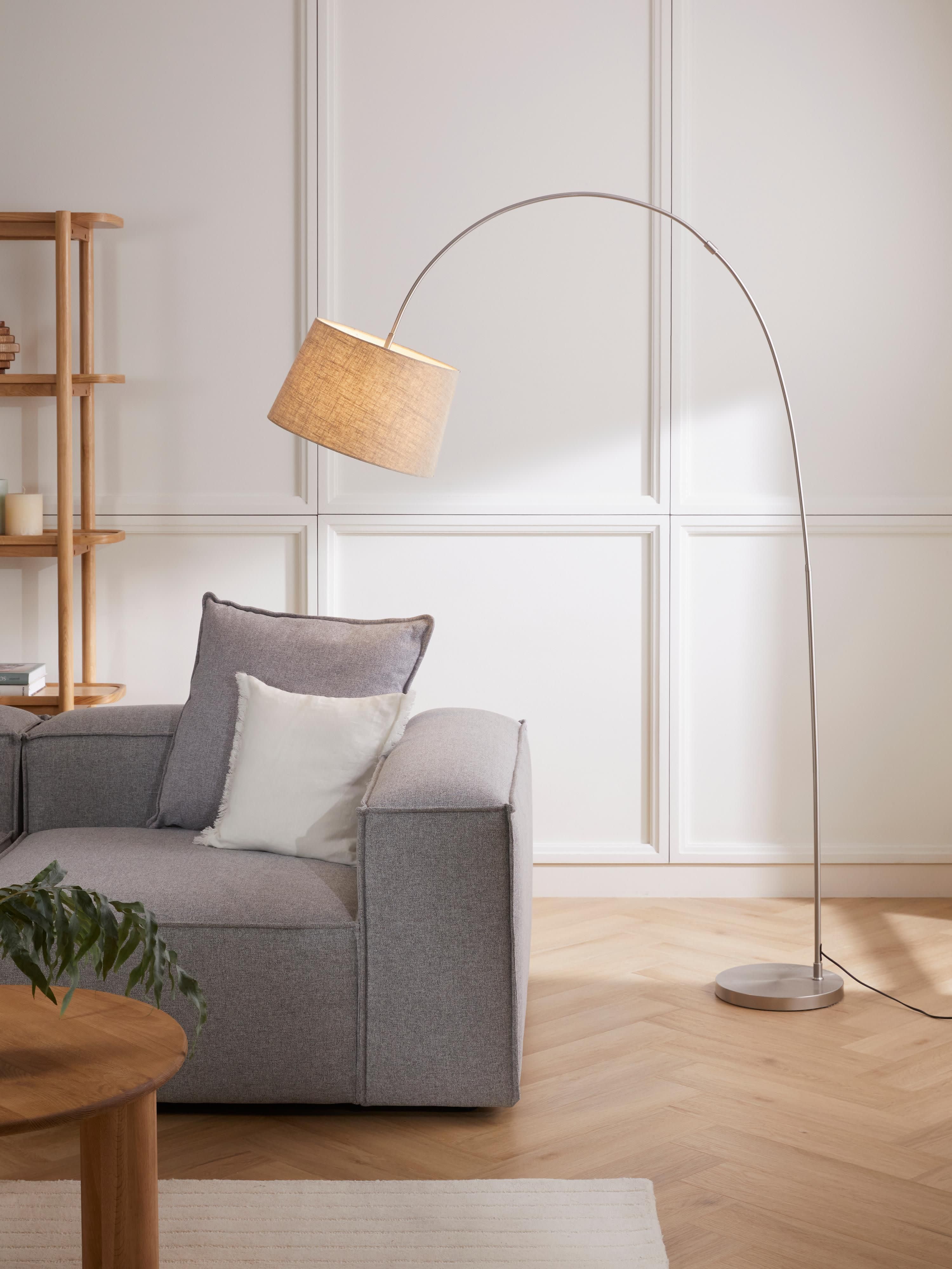 Grand lampadaire arc Gregor - Beige, argenté