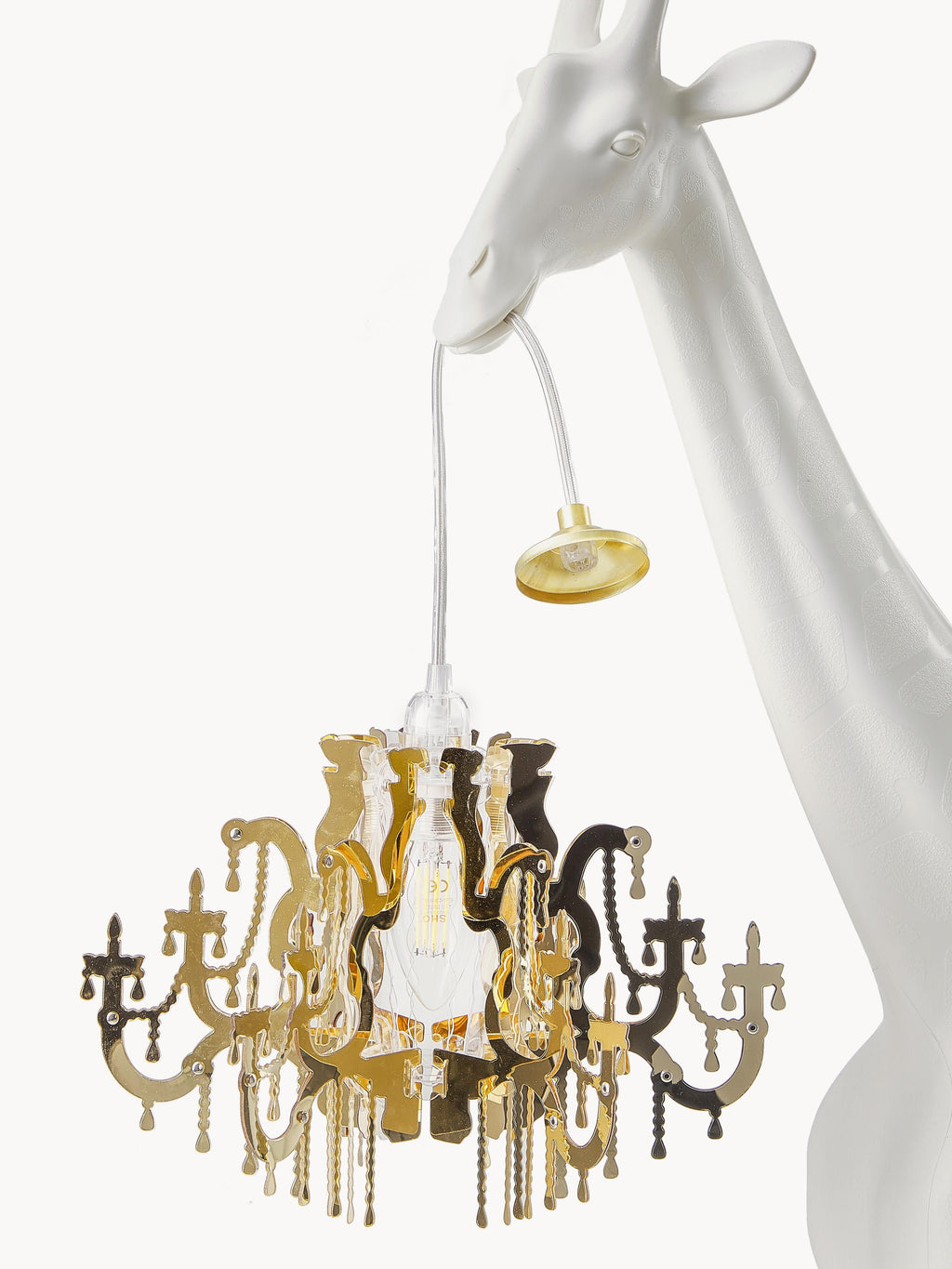 Petit lampadaire LED Giraffe in Palne - Blanc, doré