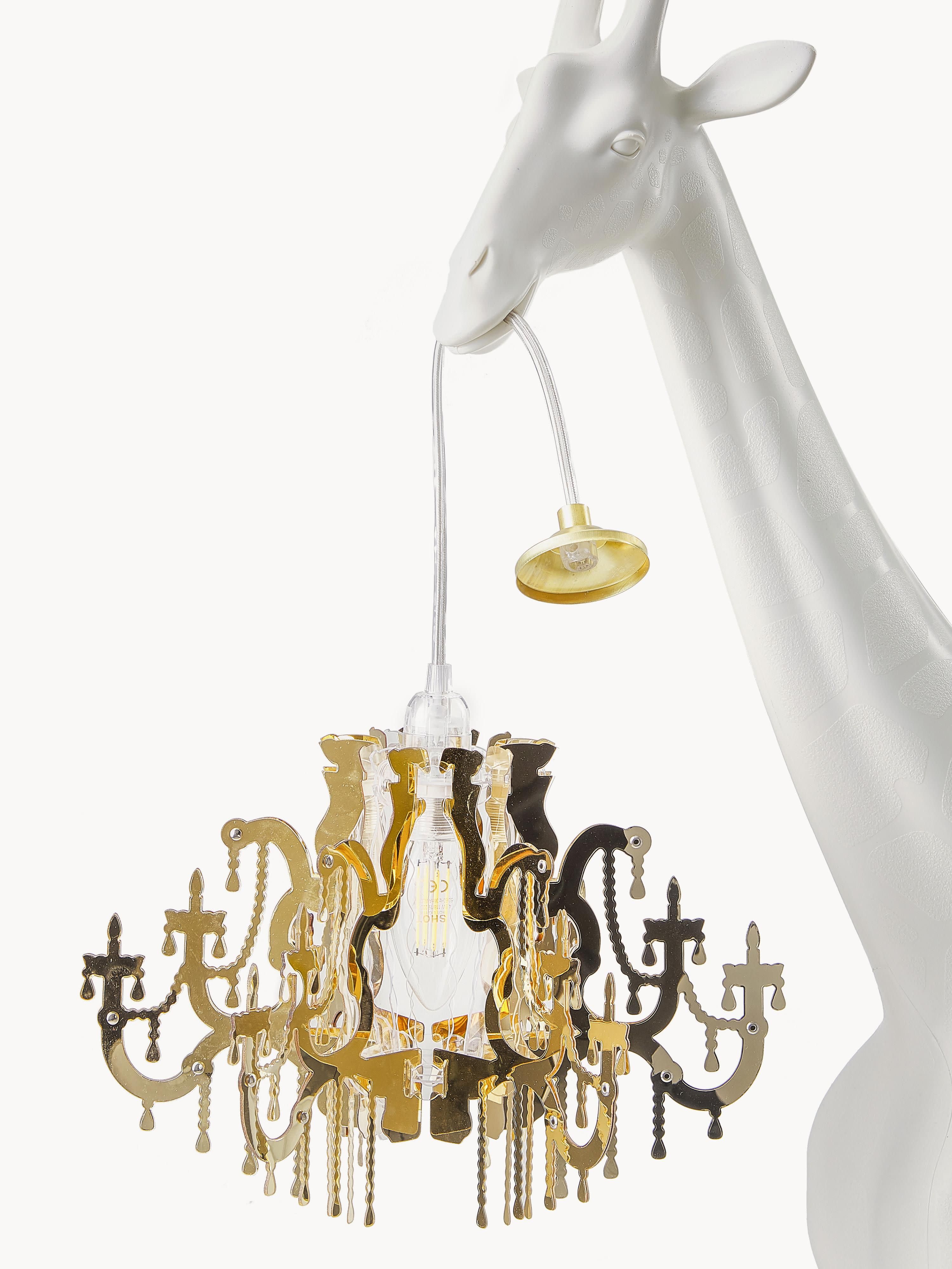 Petit lampadaire LED Giraffe in Palne - Blanc, doré