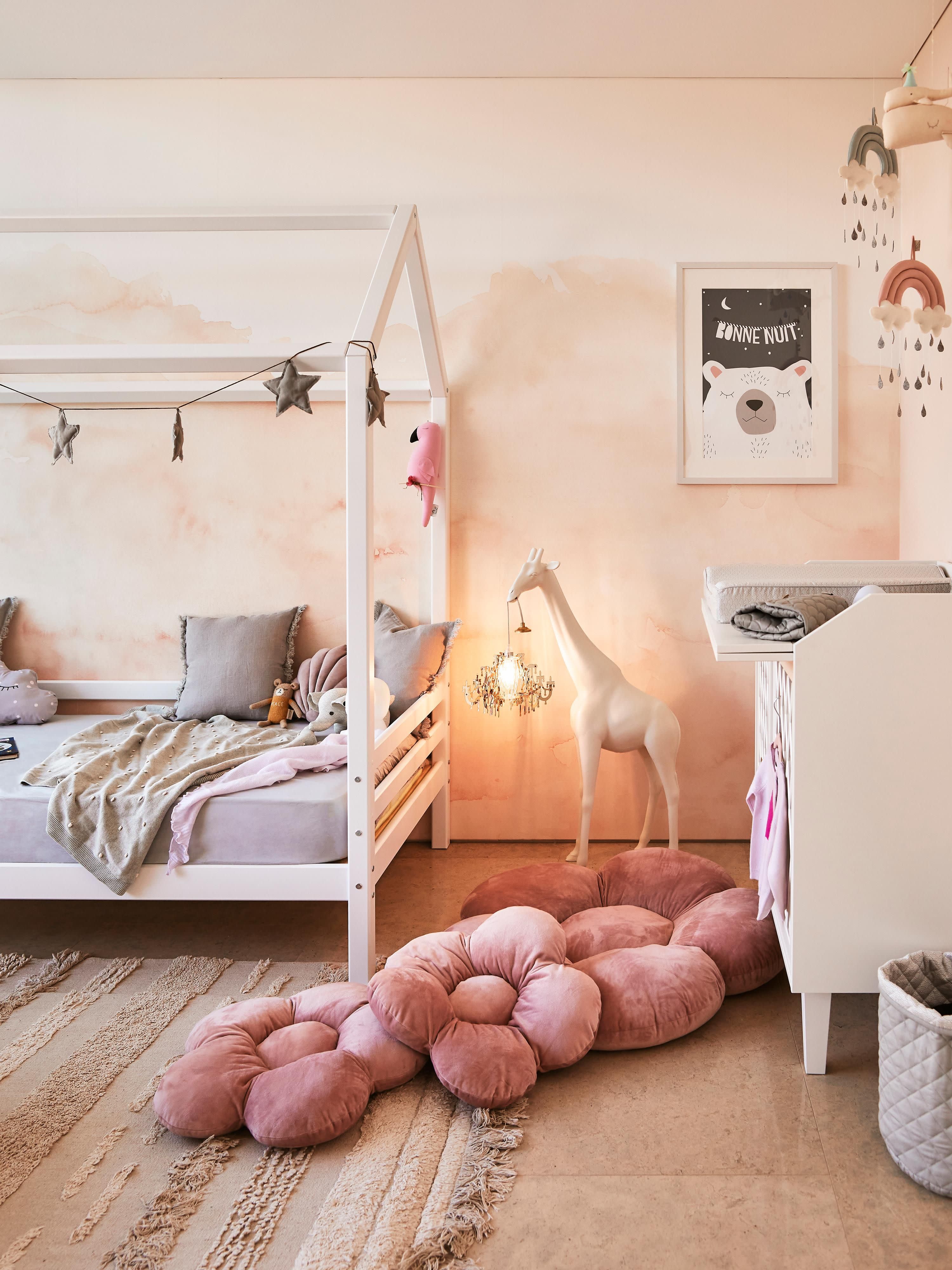 Petit lampadaire LED Giraffe in Palne - Blanc, doré