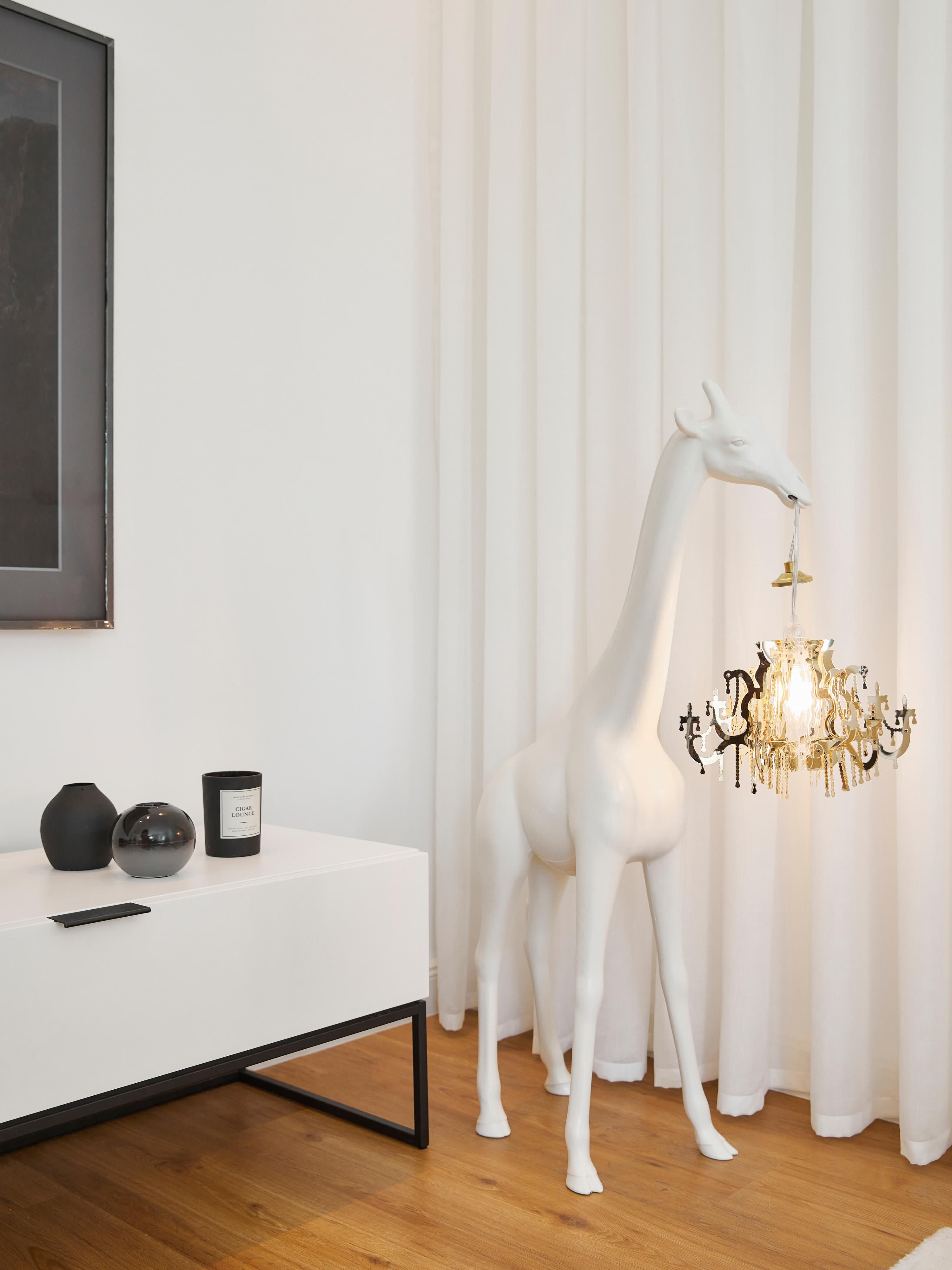 Petit lampadaire LED Giraffe in Palne - Blanc, doré