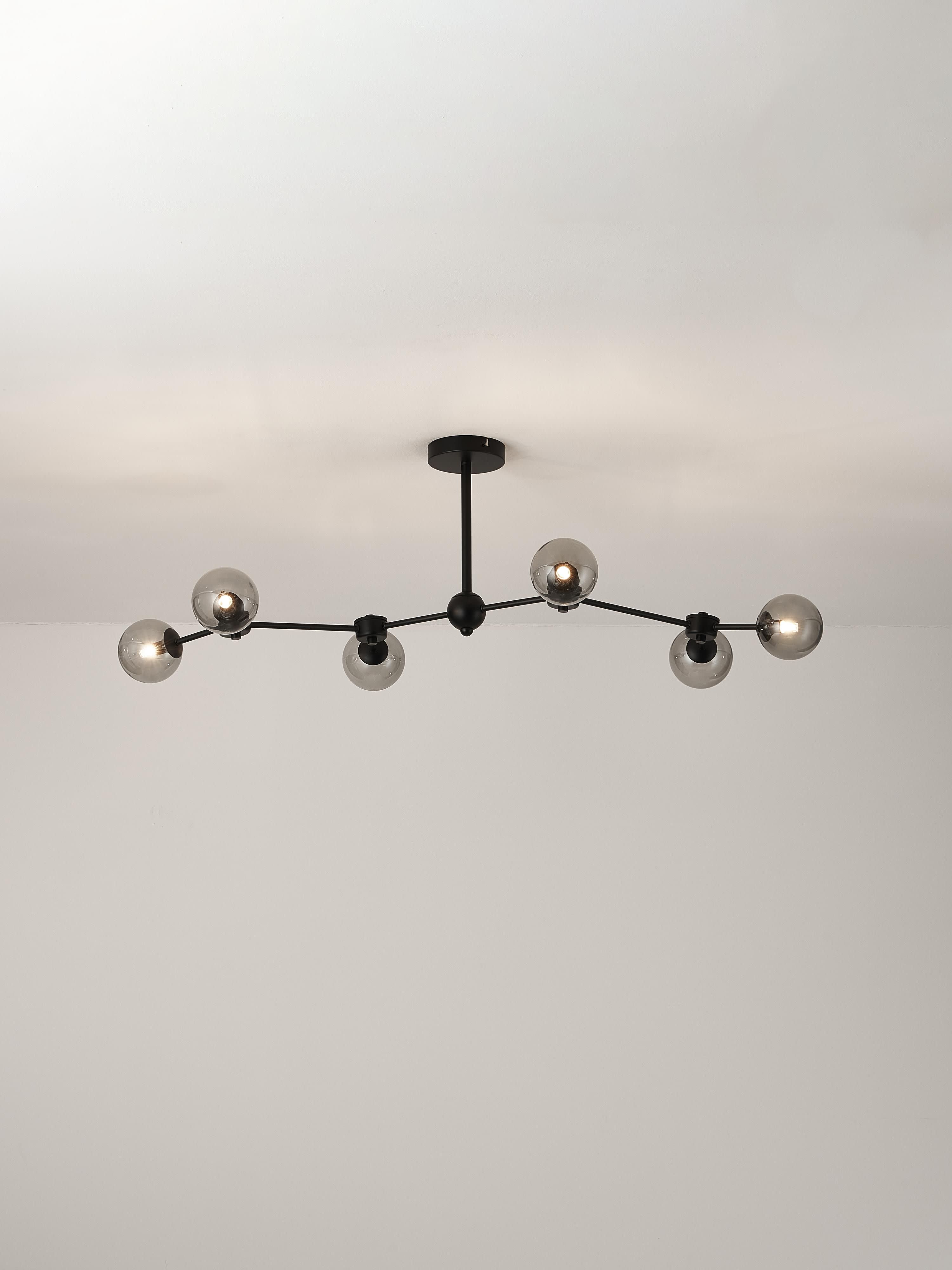 Grand plafonnier Svenning - Gris, transparent, noir