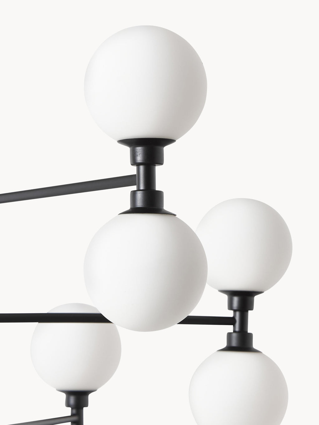 Grande suspension avec boules de verre Torin - Blanc, noir