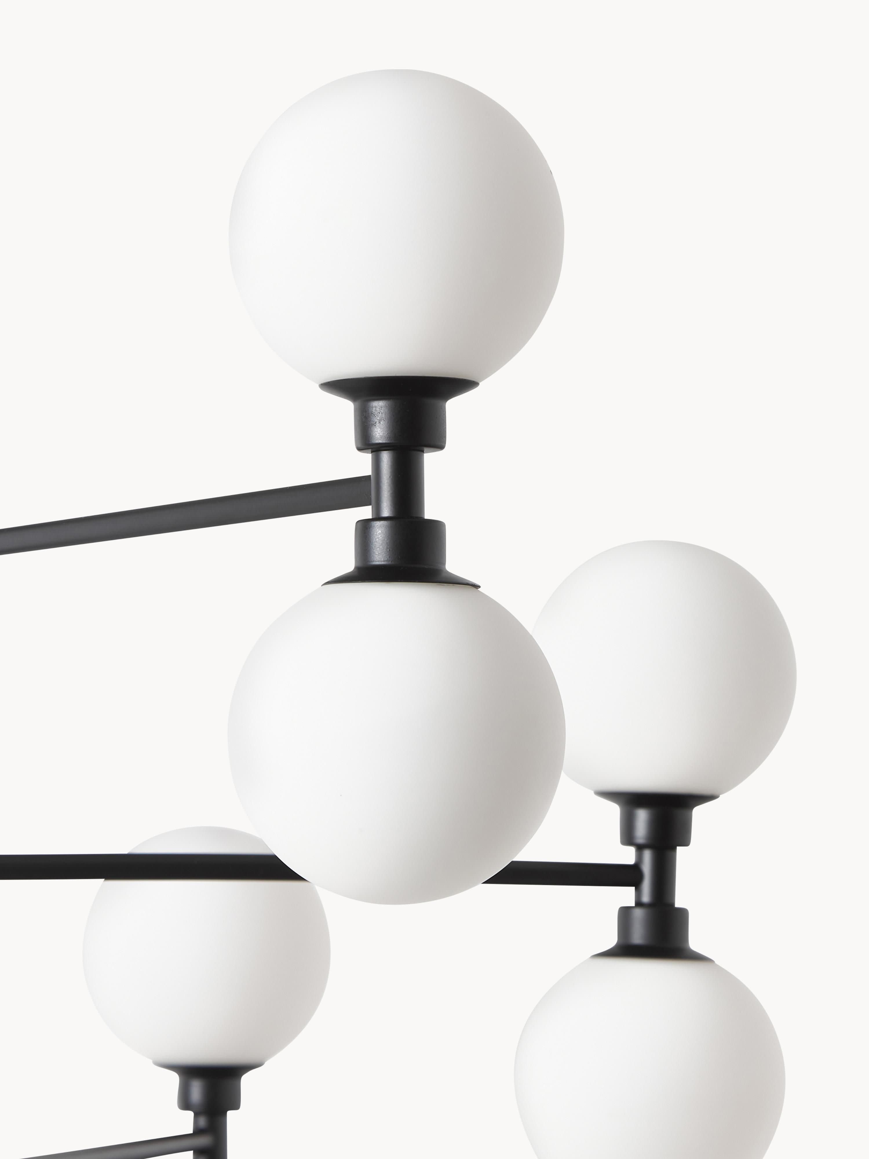 Grande suspension avec boules de verre Torin - Blanc, noir