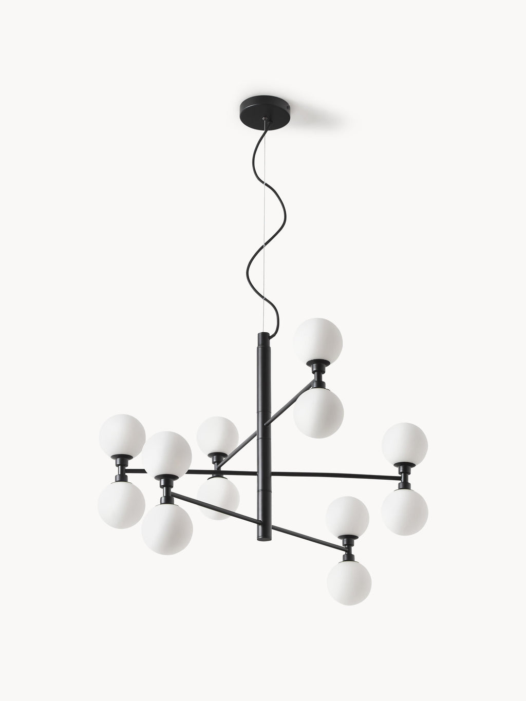 Grande suspension avec boules de verre Torin - Blanc, noir