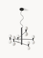 Grande suspension avec boules de verre Torin - Blanc, noir