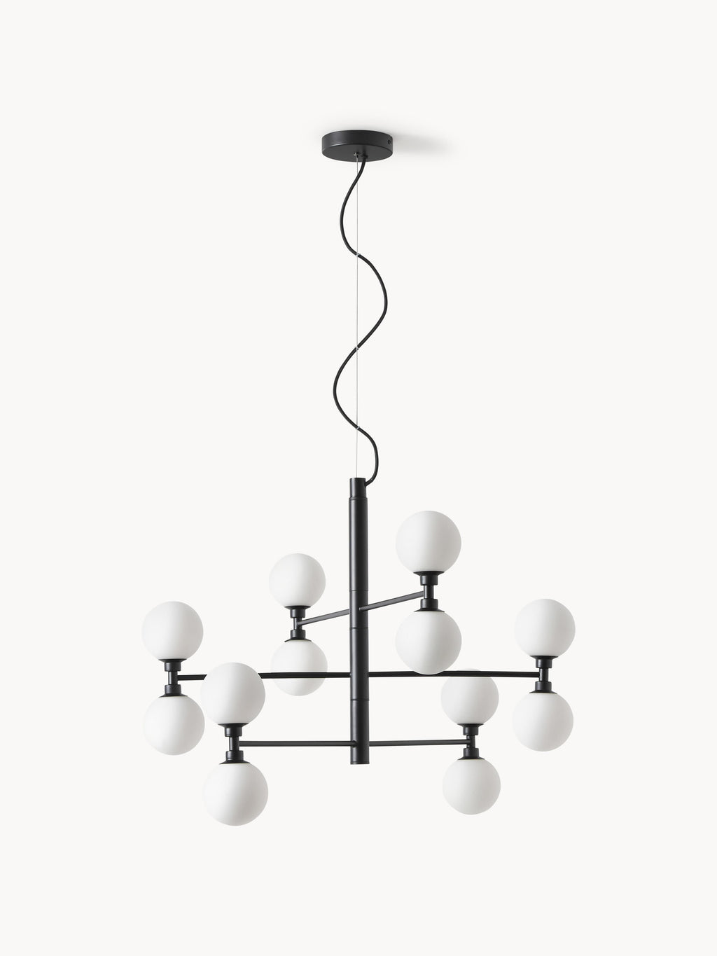 Grande suspension avec boules de verre Torin - Blanc, noir