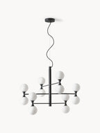 Grande suspension avec boules de verre Torin - Blanc, noir