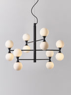 Grande suspension avec boules de verre Torin - Blanc, noir