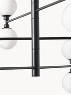 Grande suspension avec boules de verre Torin - Blanc, noir