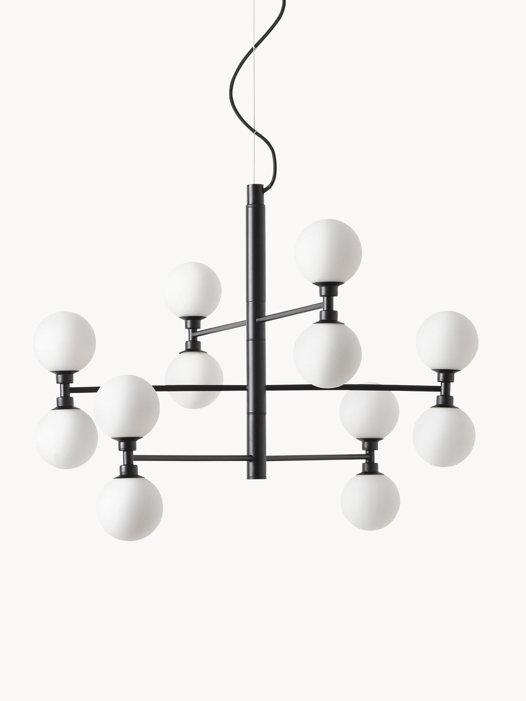 Grande suspension avec boules de verre Torin - Blanc, noir