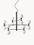 Grande suspension avec boules de verre Torin - Blanc, noir