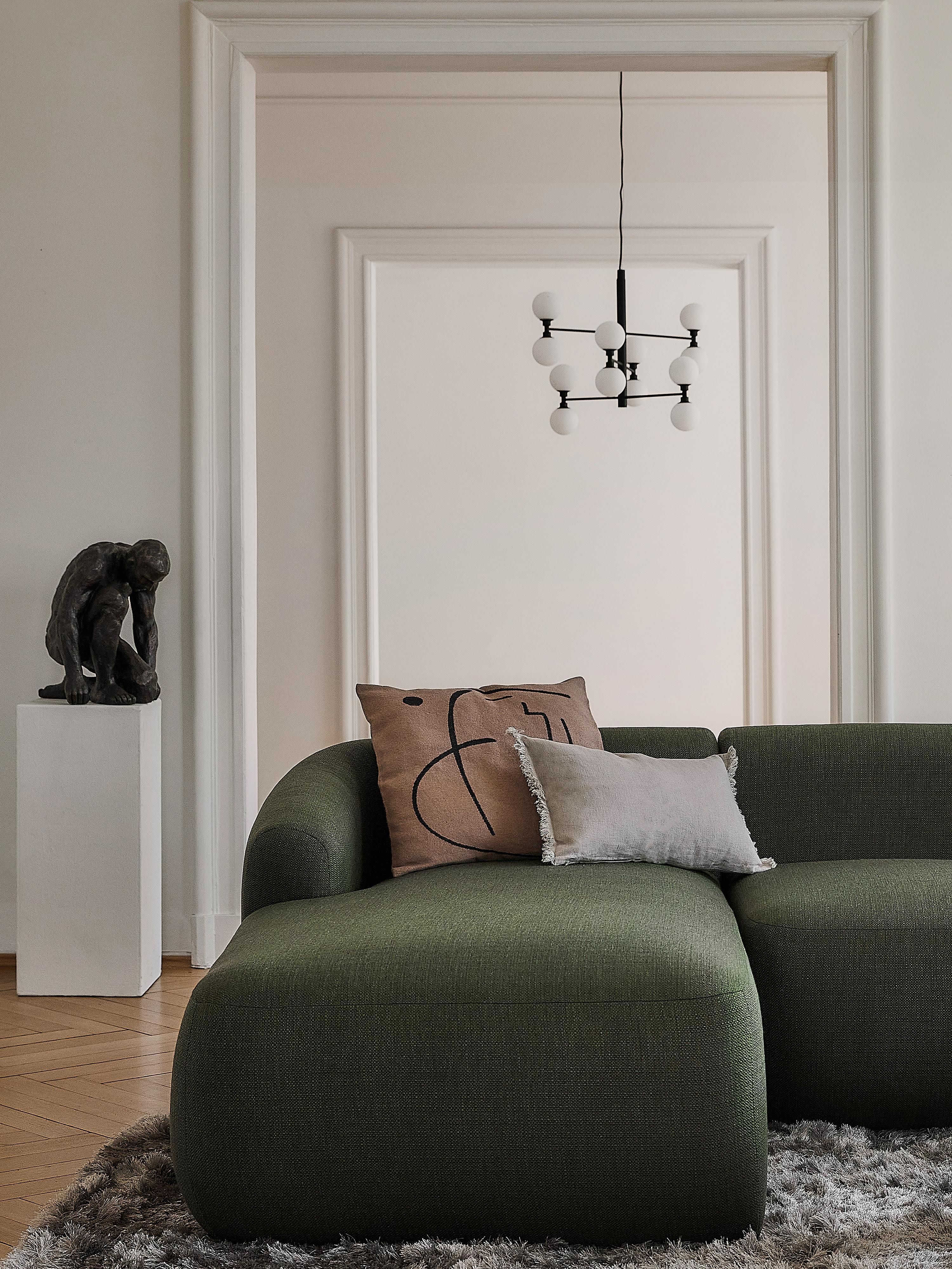 Grande suspension avec boules de verre Torin - Blanc, noir