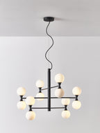 Grande suspension avec boules de verre Torin - Blanc, noir