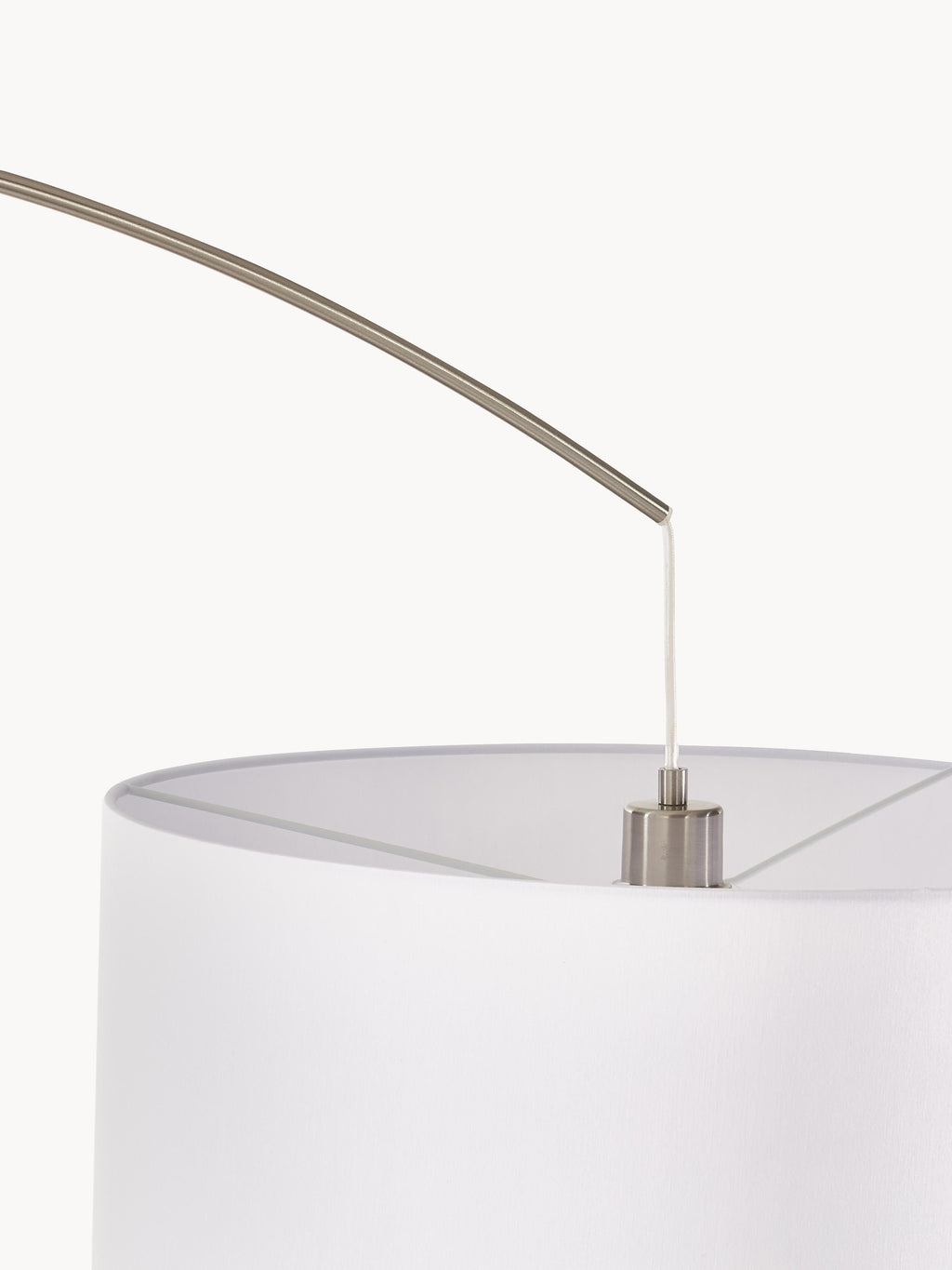 Grand lampadaire arc Cree - Blanc, gris chrome