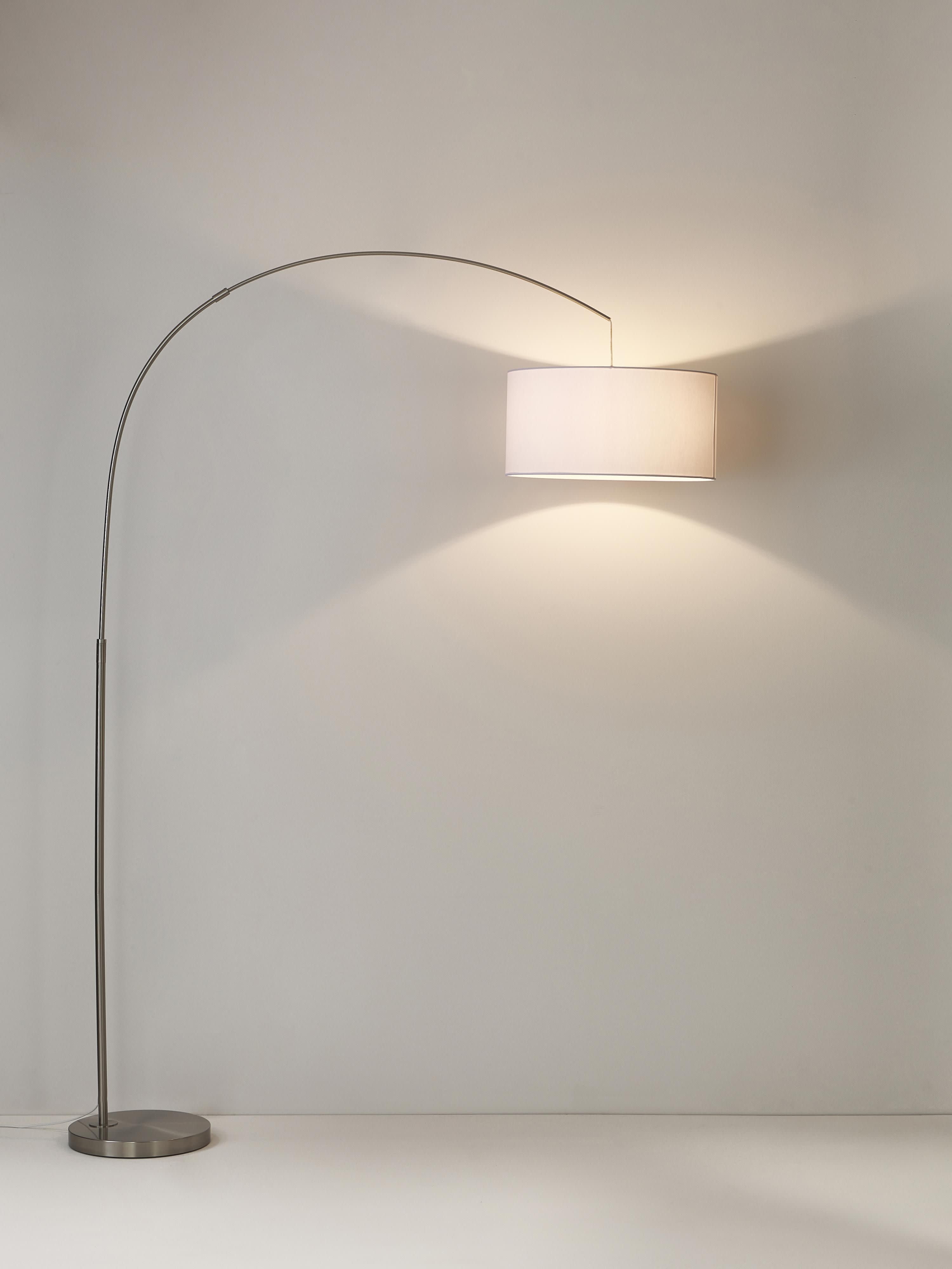 Grand lampadaire arc Cree - Blanc, gris chrome