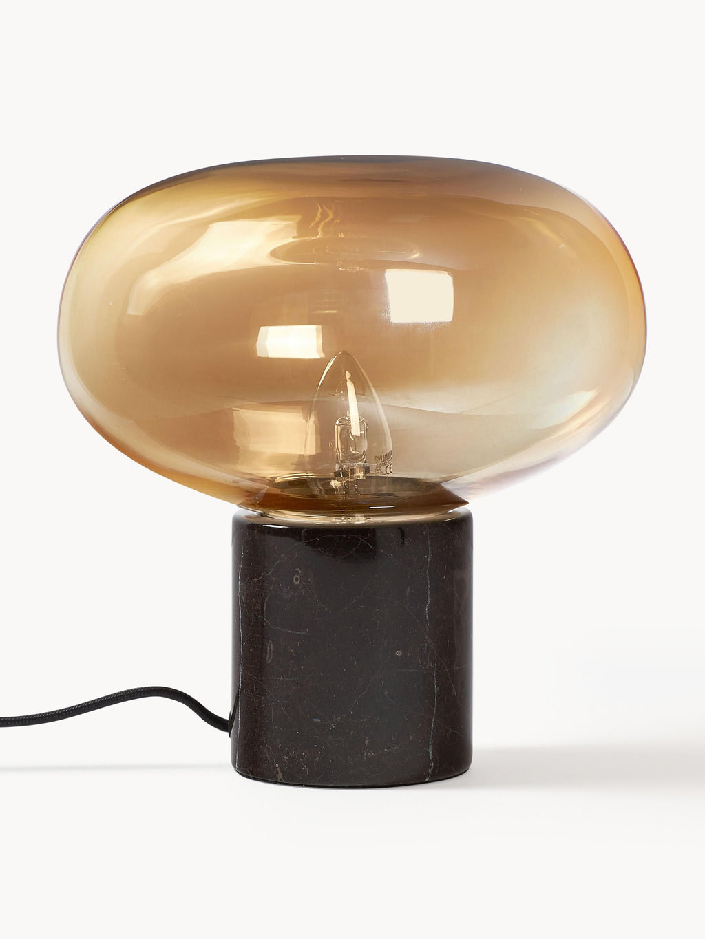 Petite lampe à poser en marbre Leaf - Ambré, brun, marbré