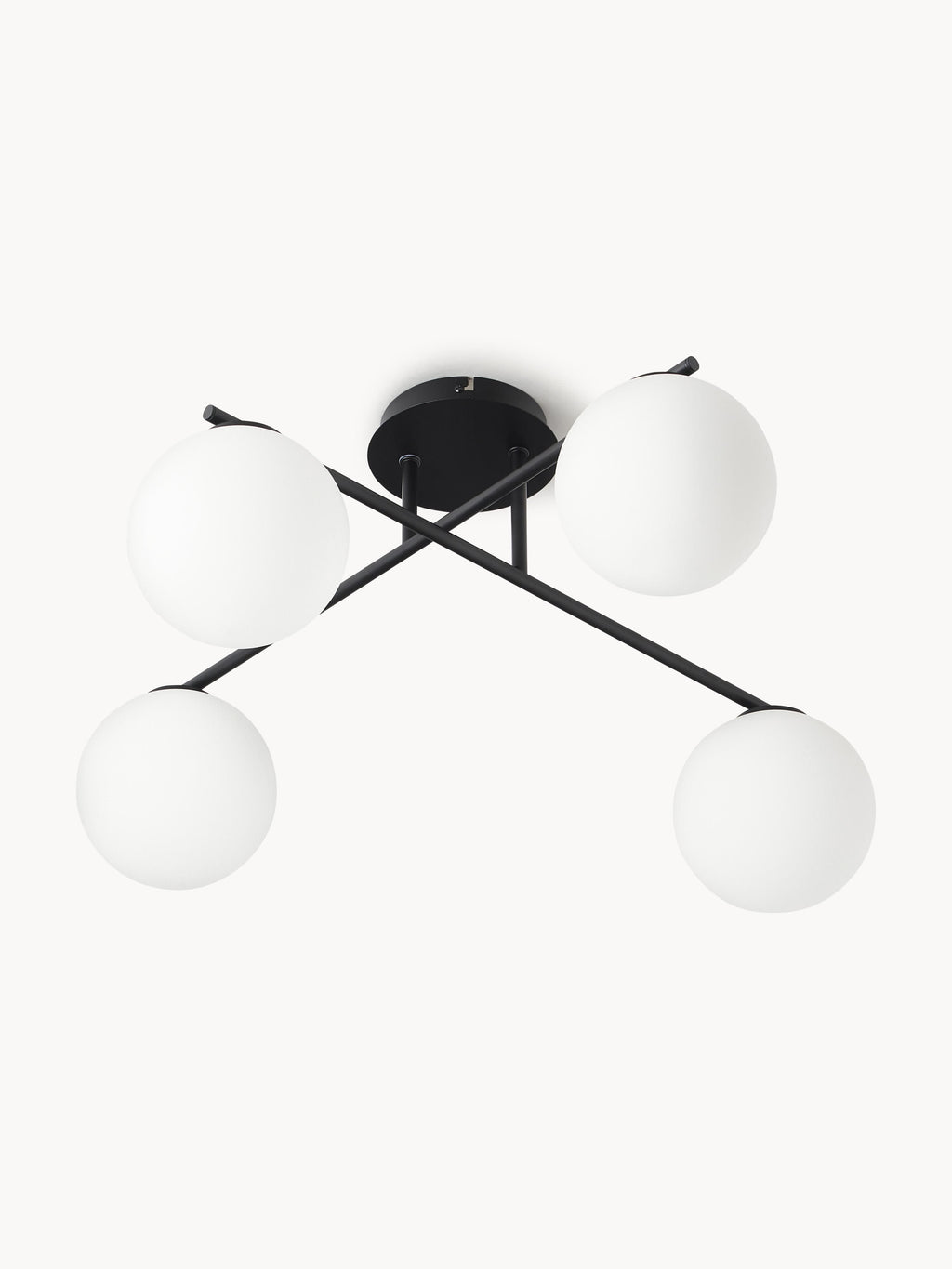 Plafonnier en verre opalescent Niilo - Blanc, noir