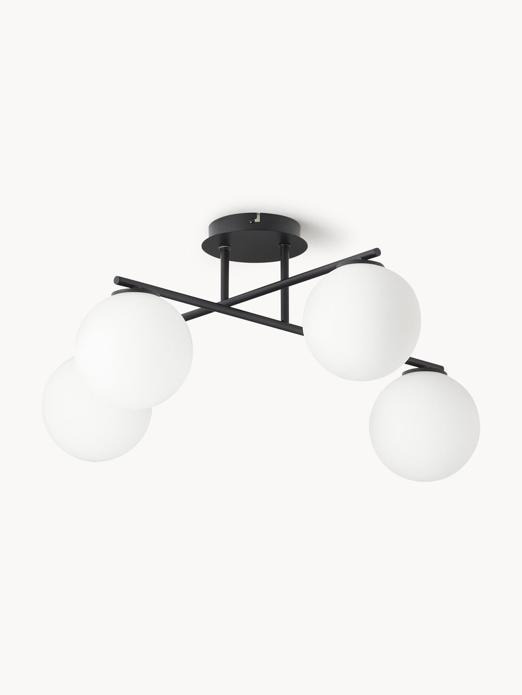Plafonnier en verre opalescent Niilo - Blanc, noir