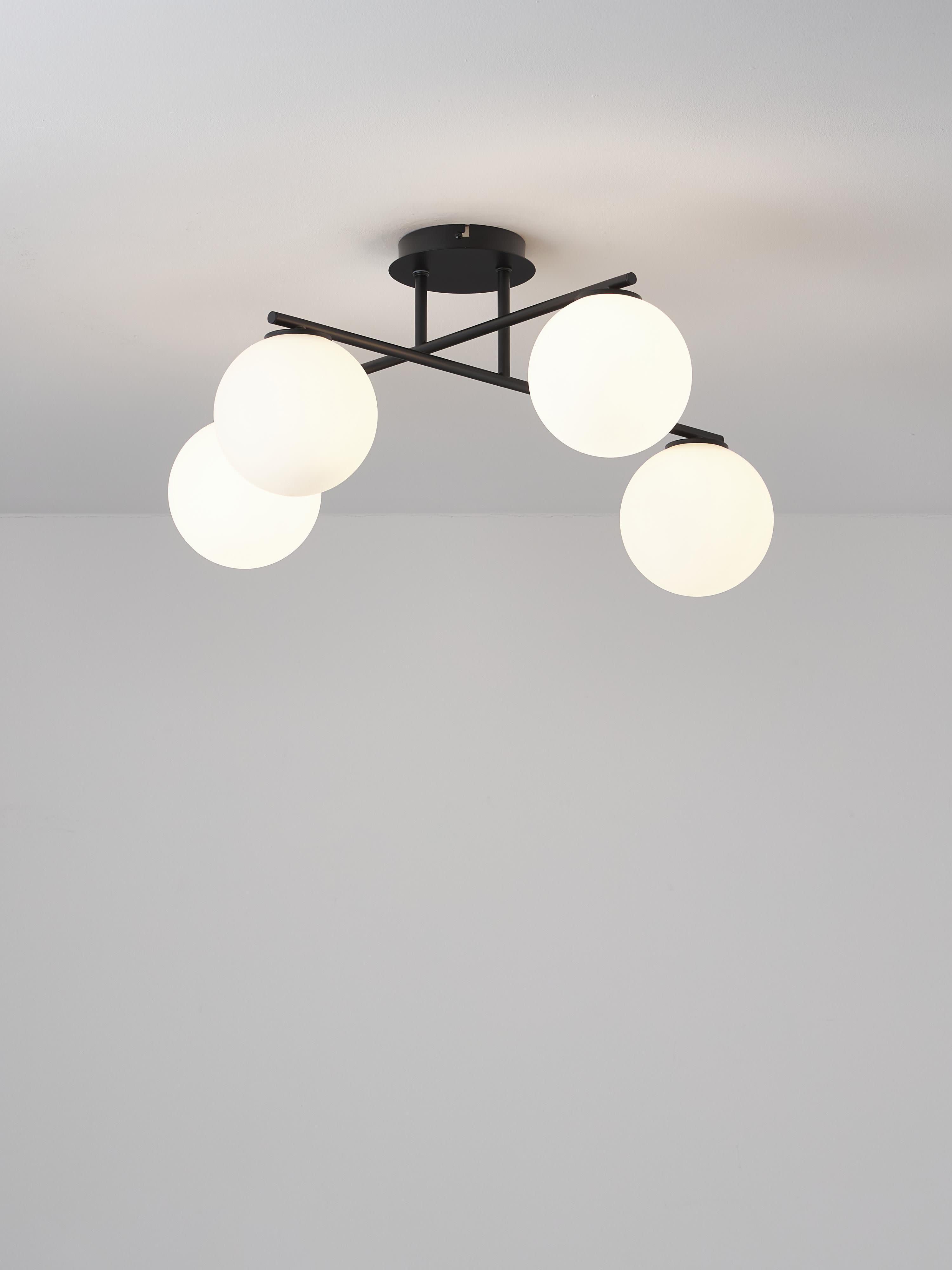 Plafonnier en verre opalescent Niilo - Blanc, noir