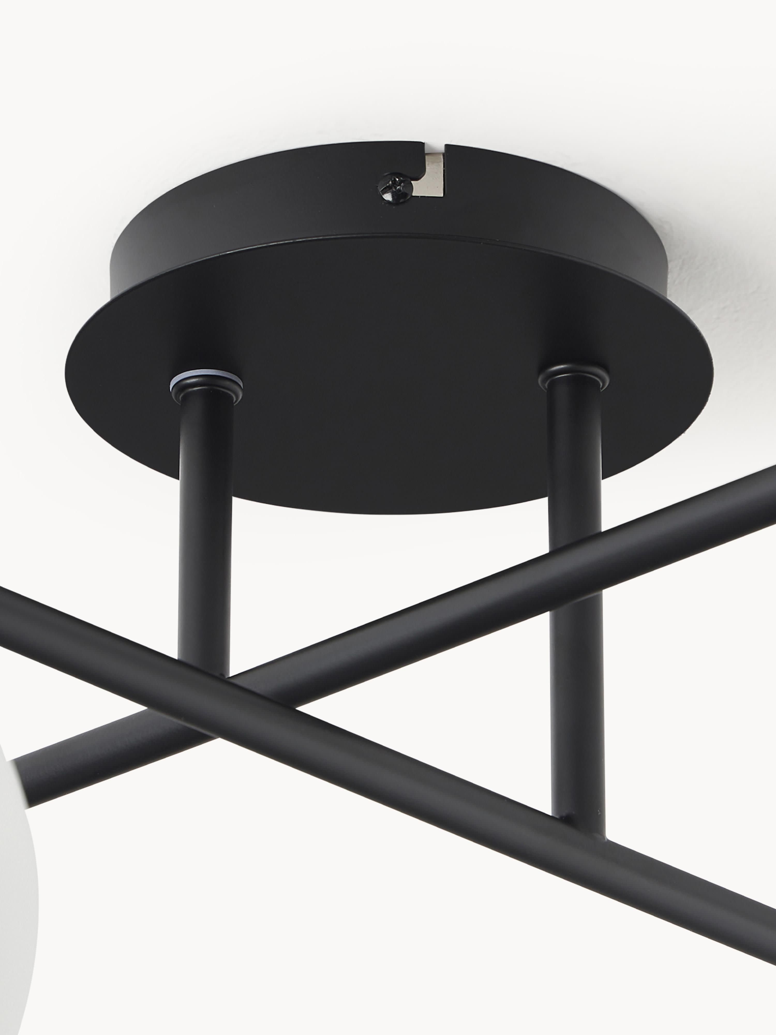Plafonnier en verre opalescent Niilo - Blanc, noir