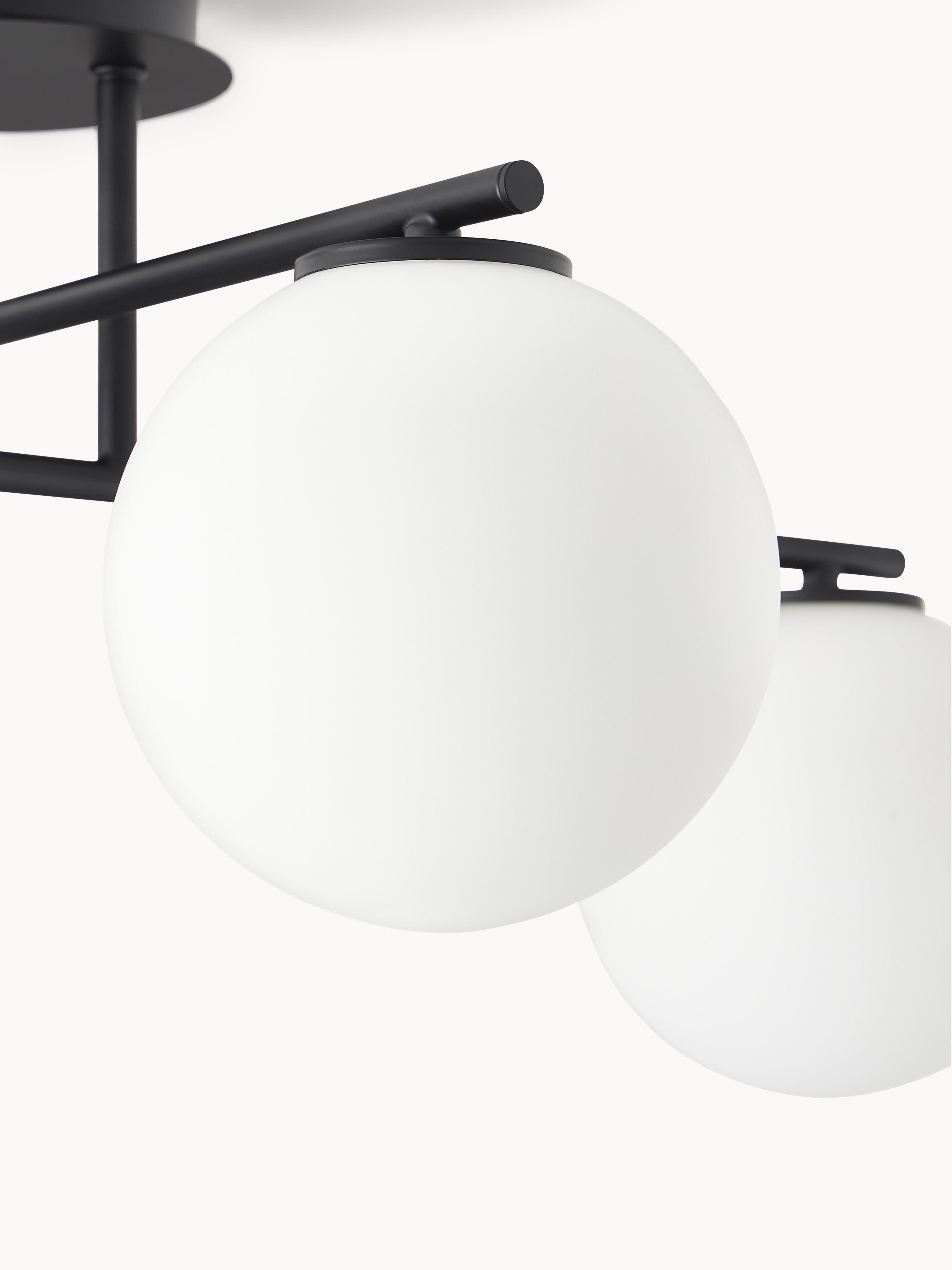 Plafonnier en verre opalescent Niilo - Blanc, noir