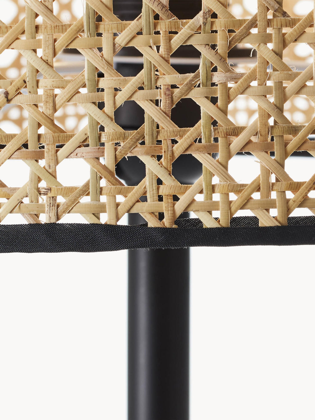 Lampadaire en rotin Koen - Brun clair, noir