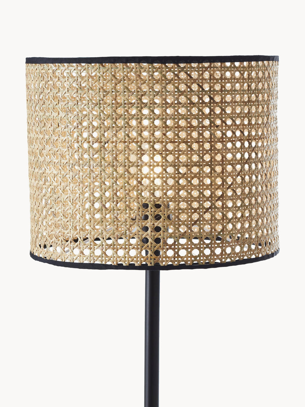 Lampadaire en rotin Koen - Brun clair, noir