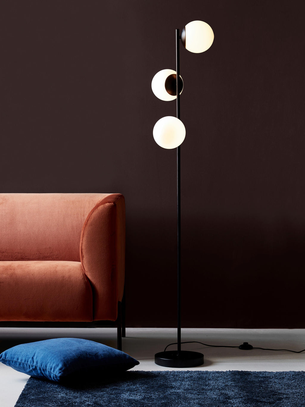 Lampadaire moderne Tapio - Noir, blanc