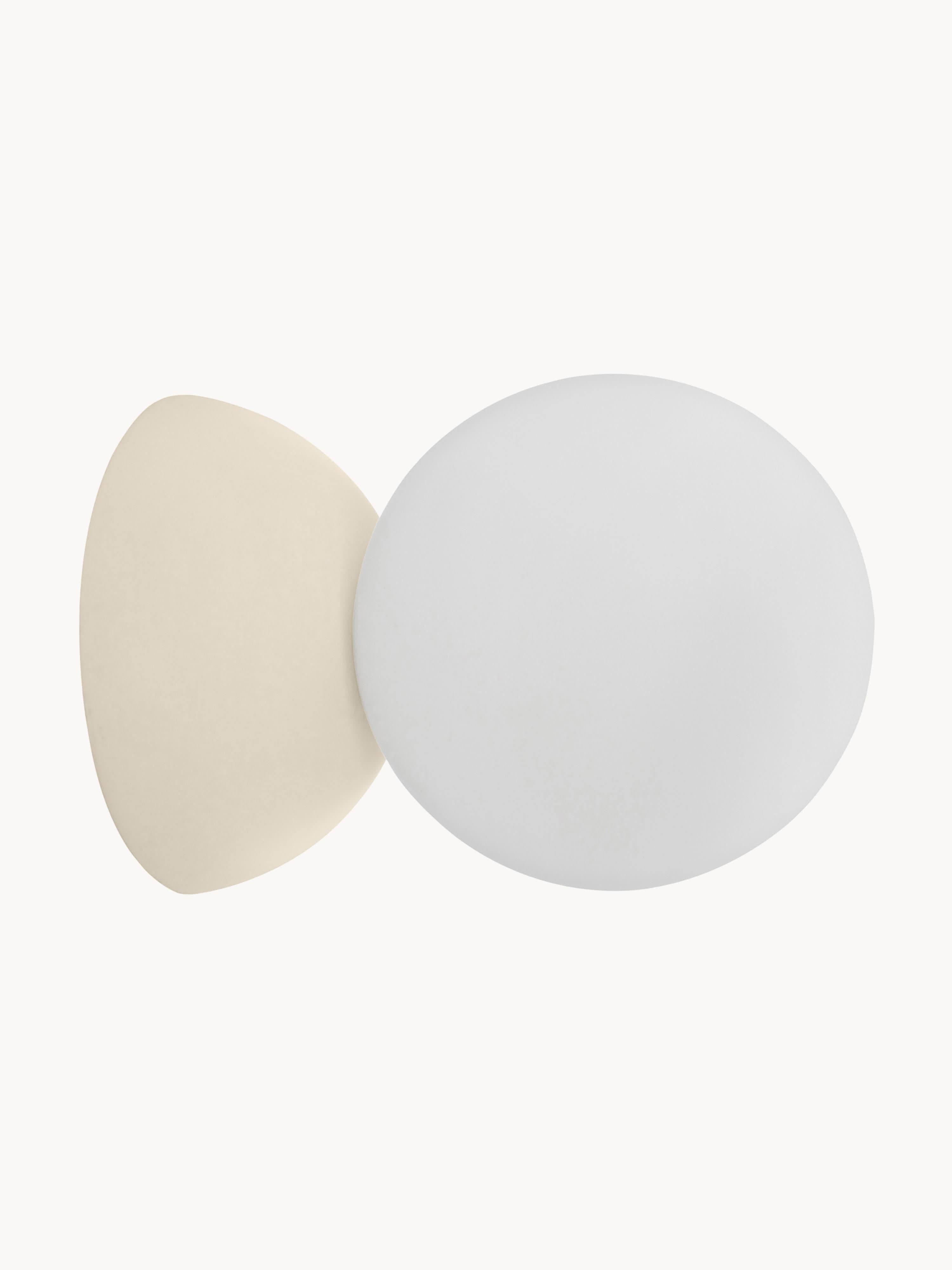 Petit plafonnier/applique en verre et béton Preben - Blanc, beige clair