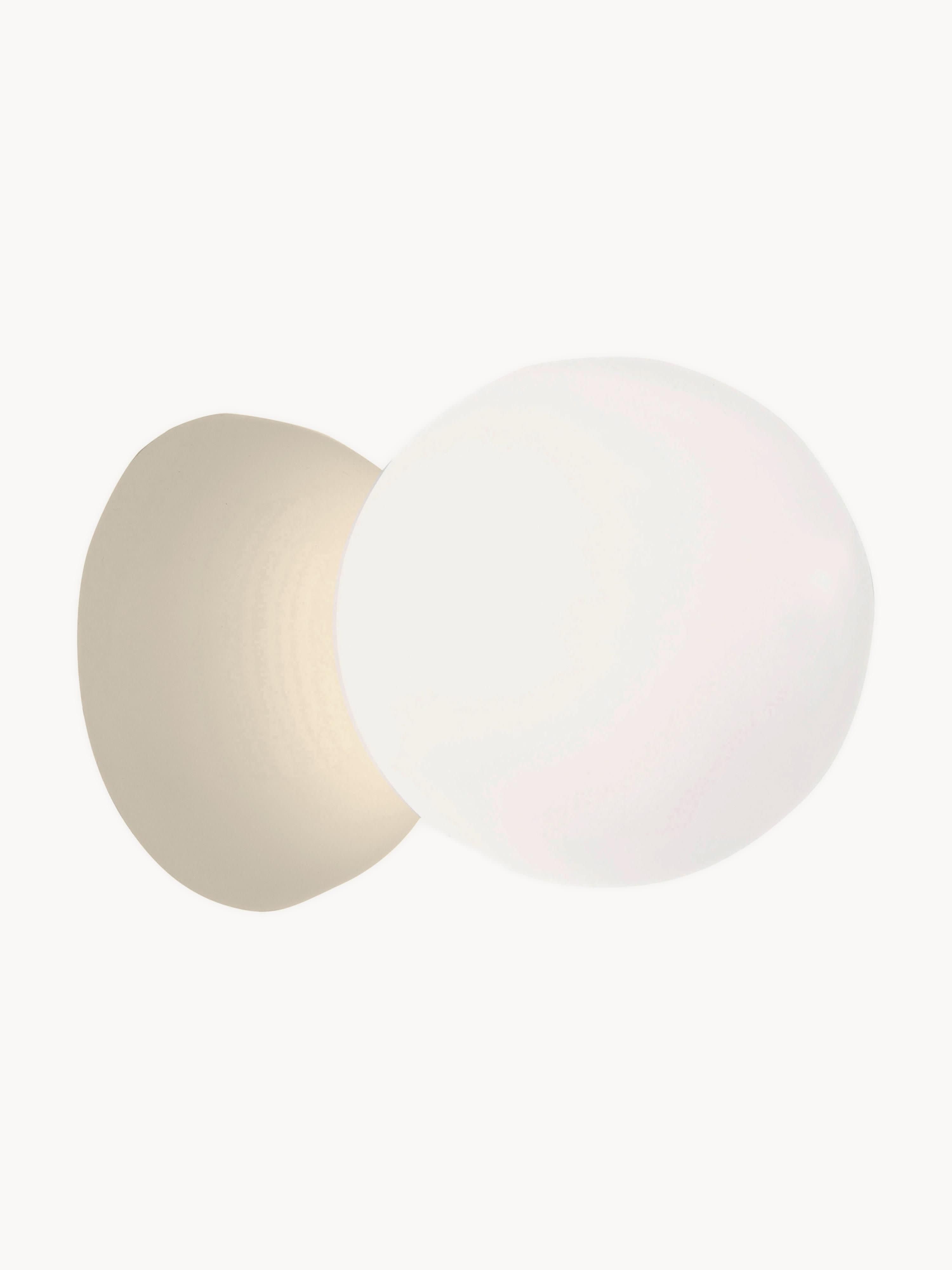 Petit plafonnier/applique en verre et béton Preben - Blanc, beige clair