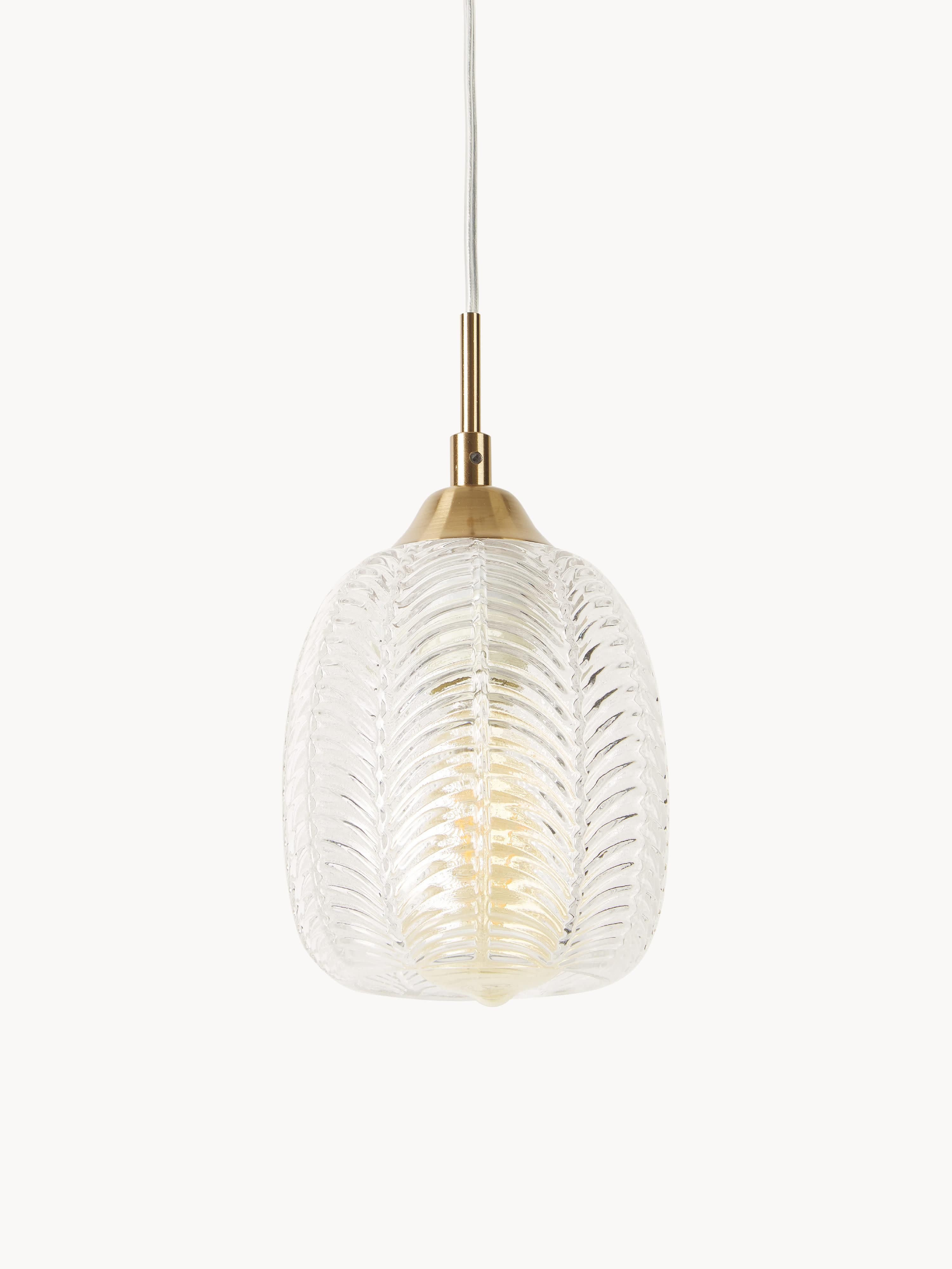 Petite suspension en verre dépoli Viv - Transparent, doré