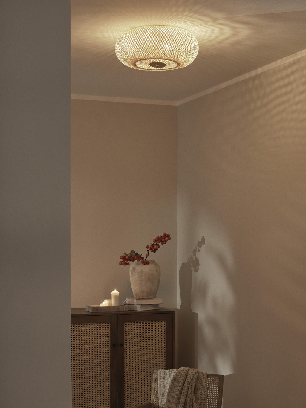 Plafonnier design en bambou Lyon - Beige clair, doré