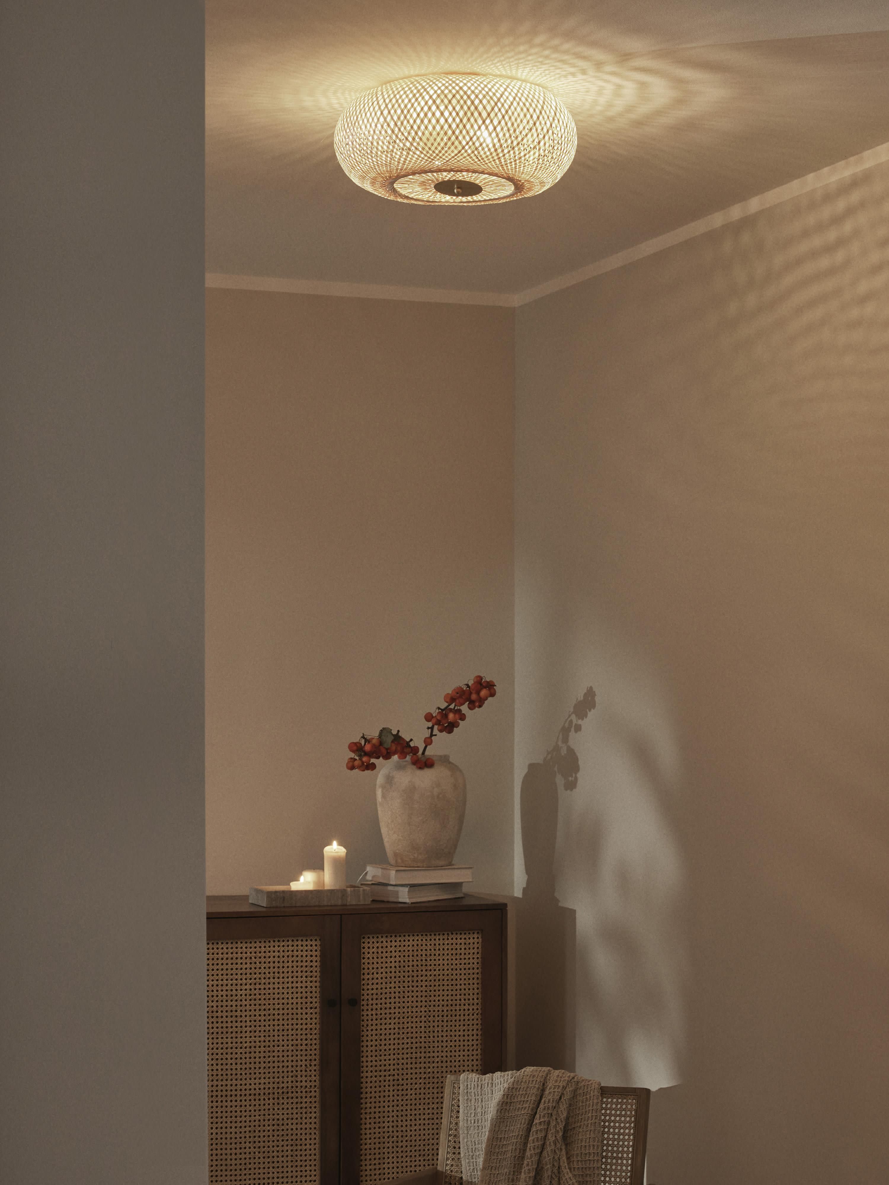 Plafonnier design en bambou Lyon - Beige clair, doré