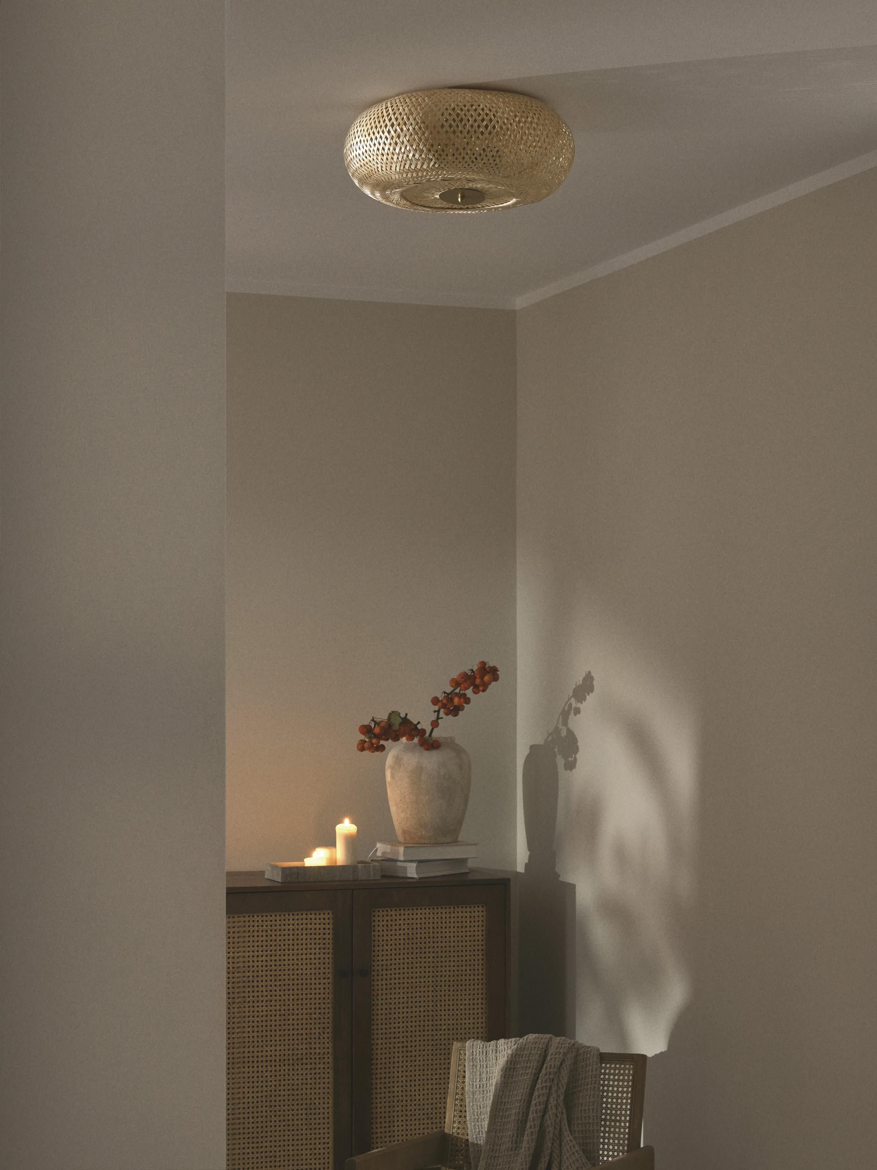 Plafonnier design en bambou Lyon - Beige clair, doré