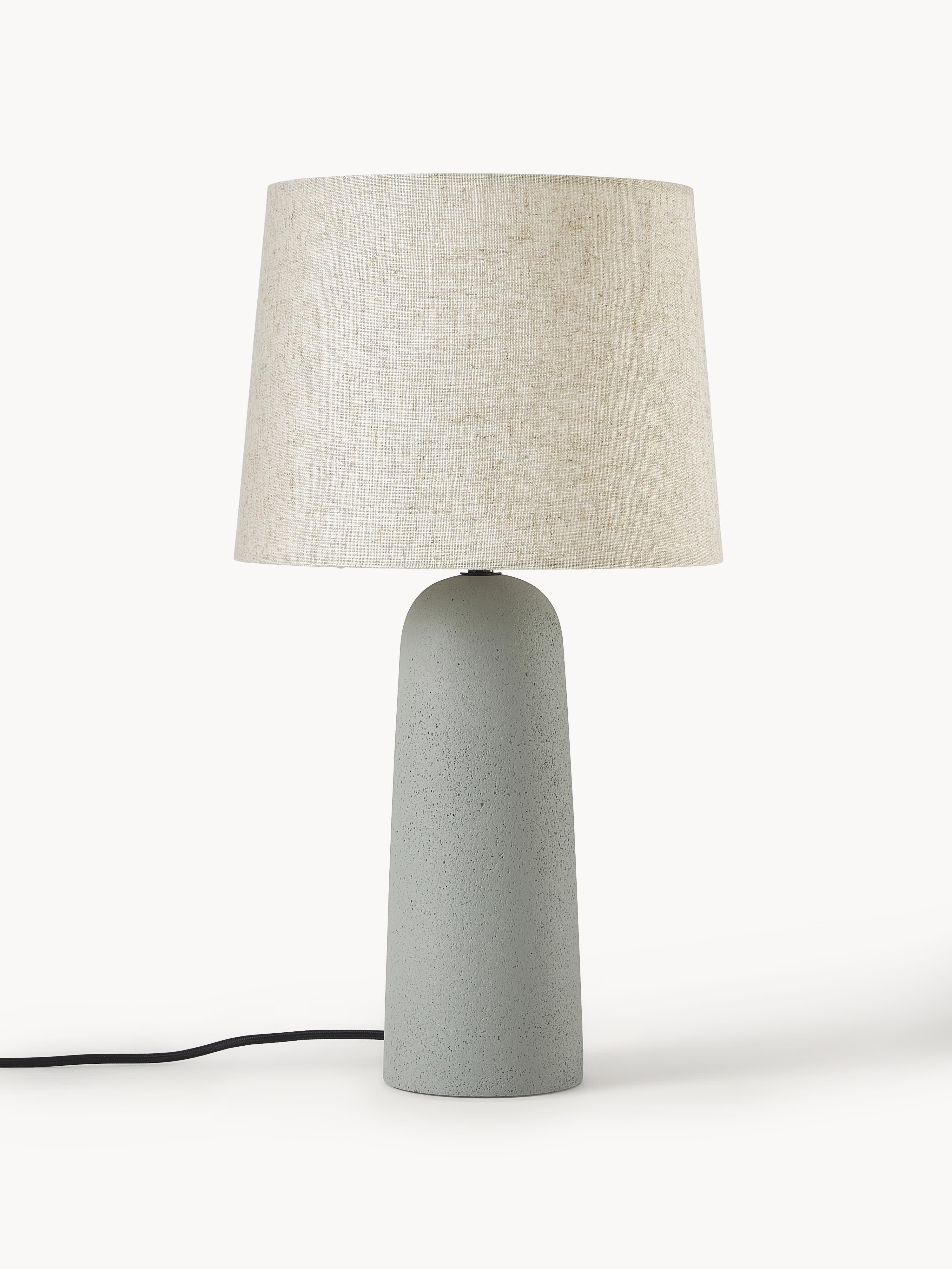 Grande lampe à poser en béton Braxton - Gris clair, blanc crème