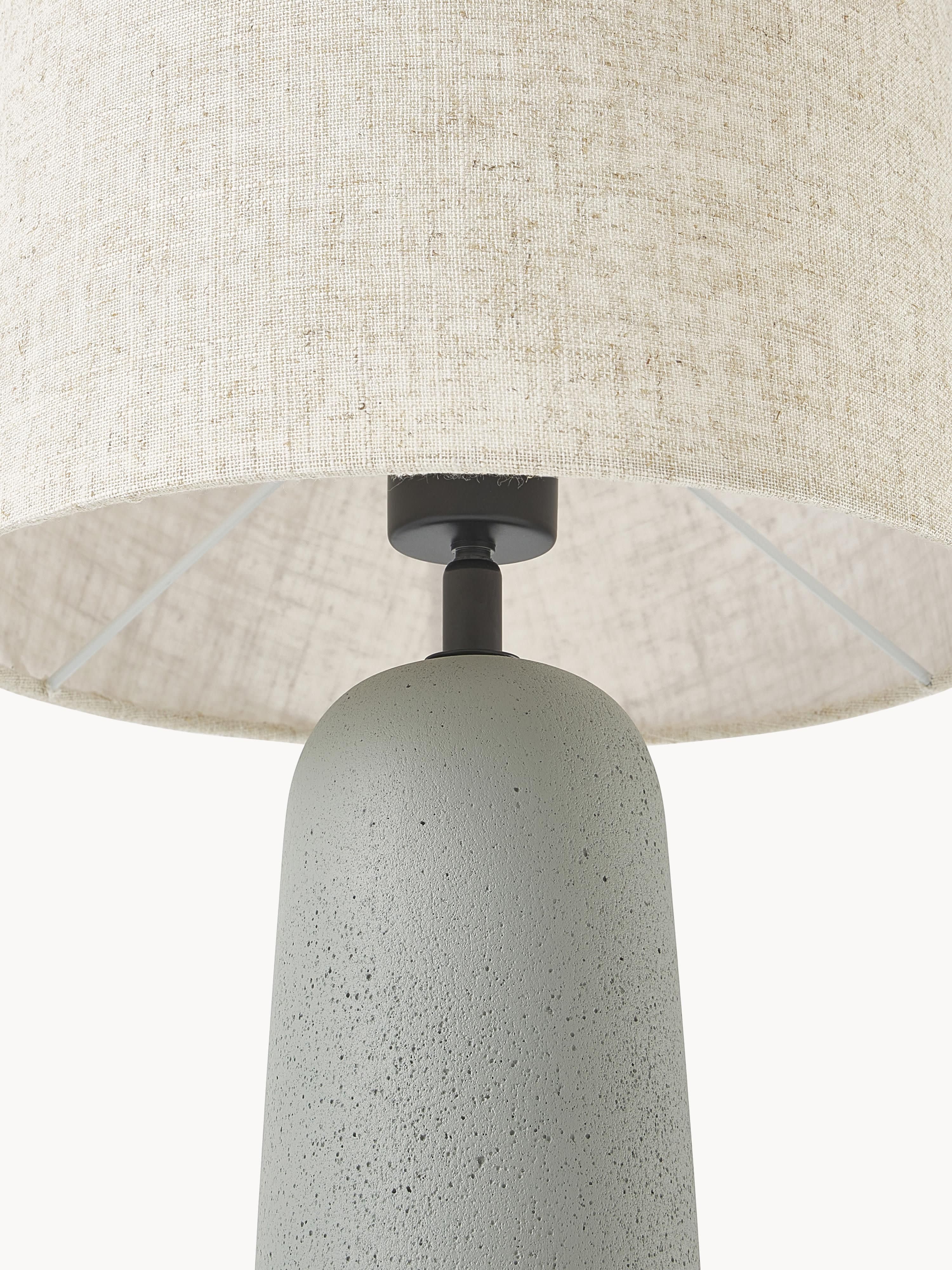 Grande lampe à poser en béton Braxton - Gris clair, blanc crème
