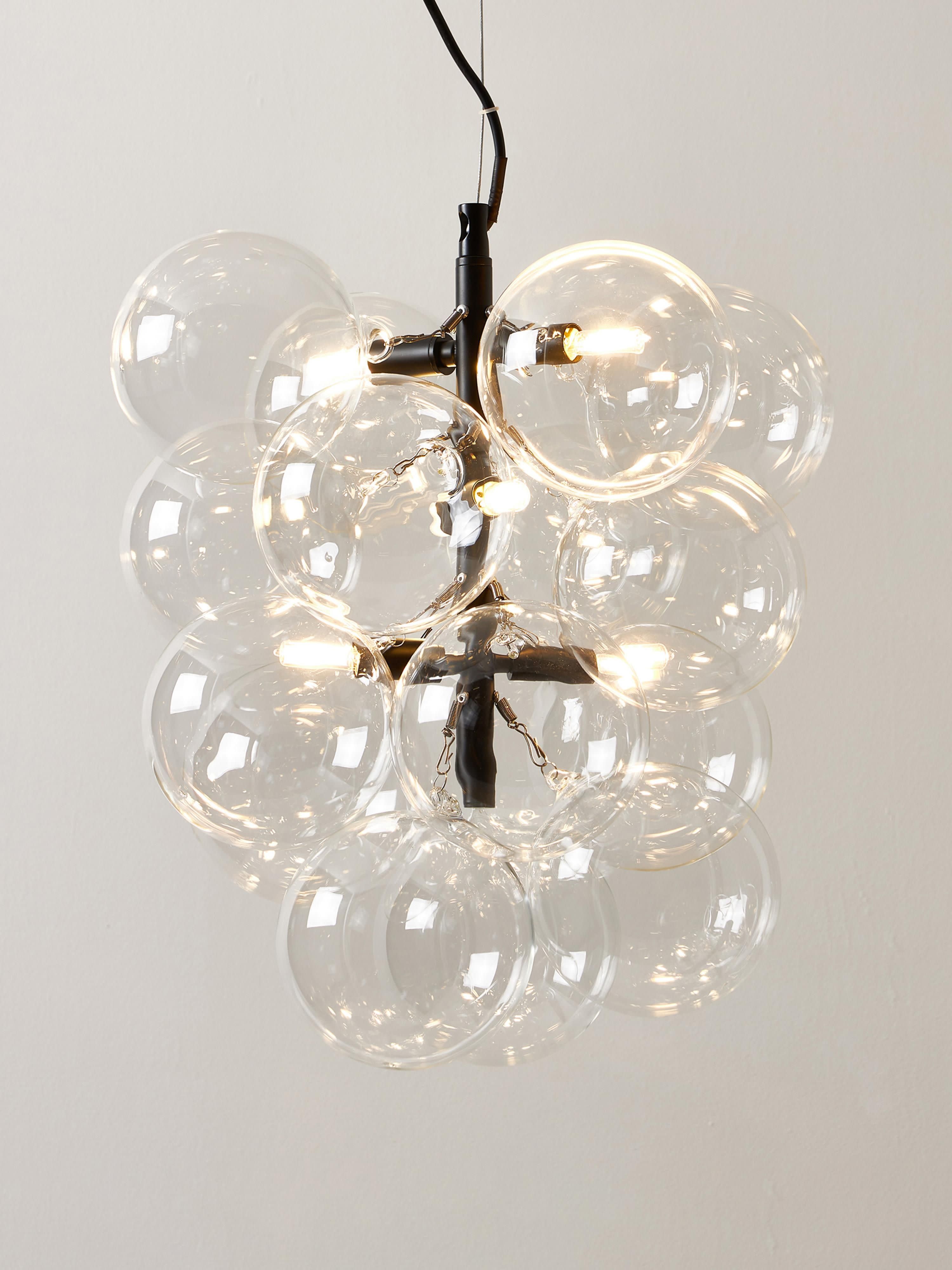 Suspension grappe en verre design Pearce - Transparent, noir