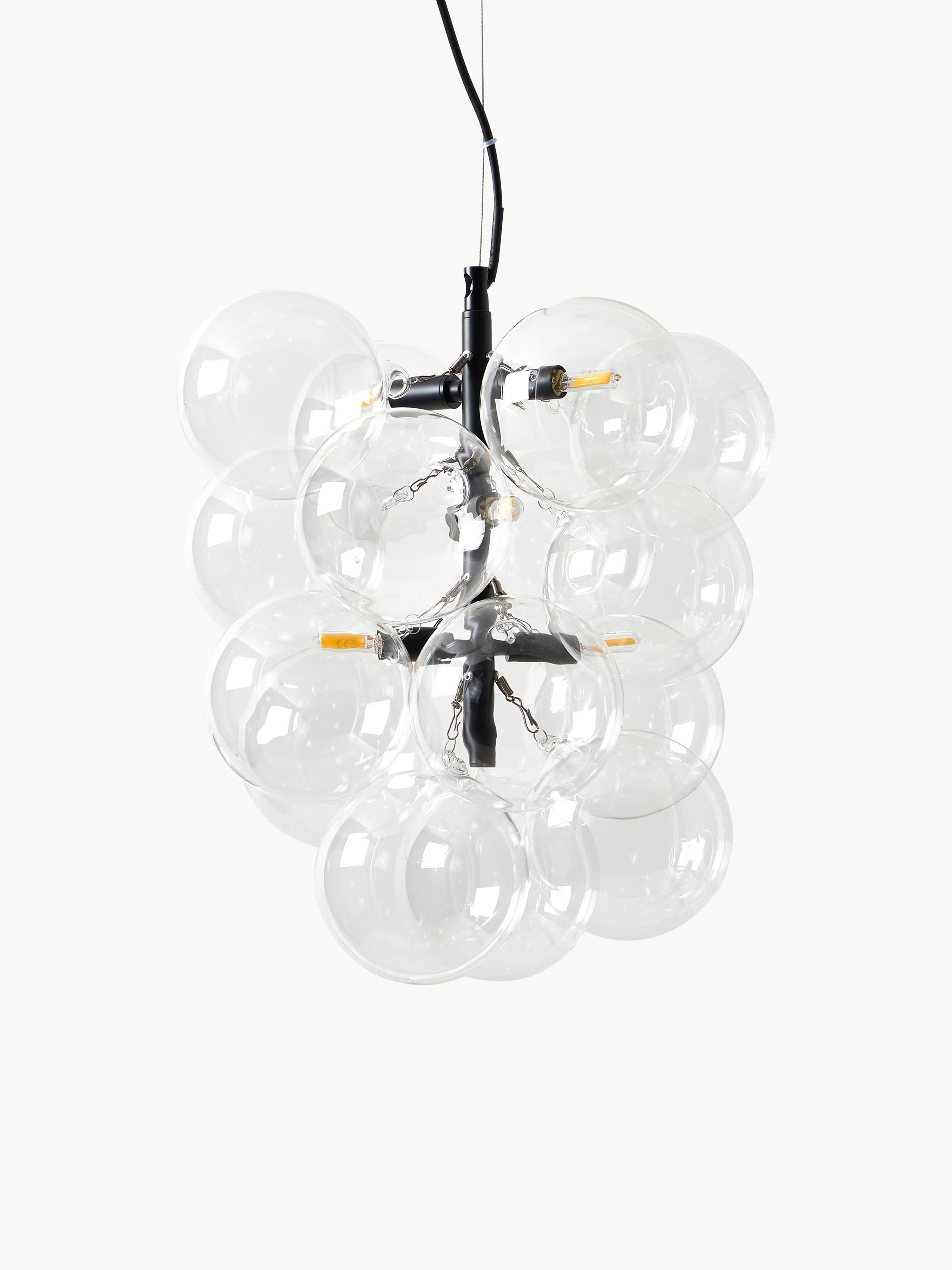 Suspension grappe en verre design Pearce - Transparent, noir